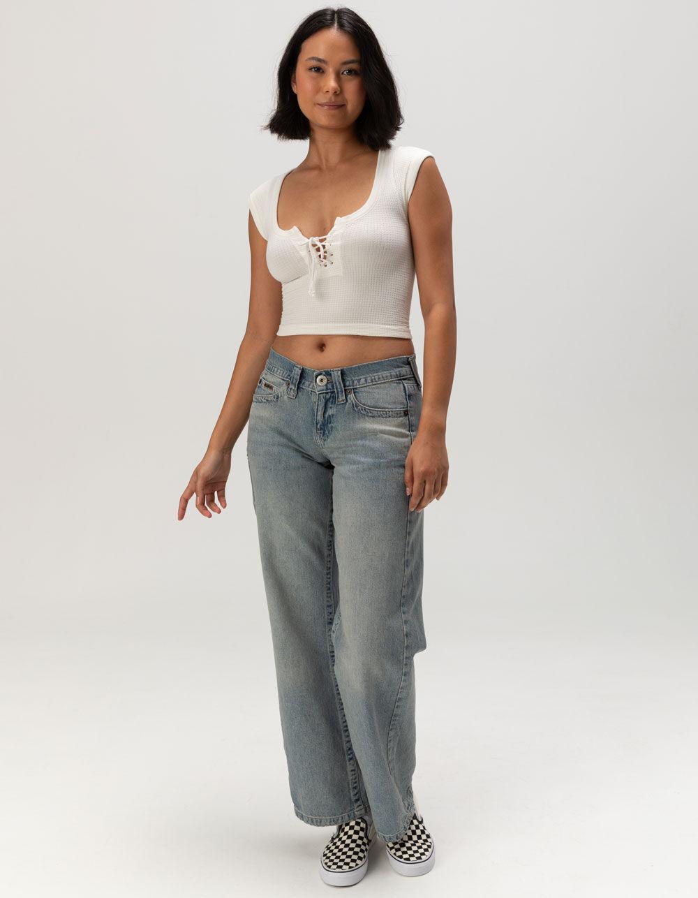 BDG Urban Outfitters Knockout Lace Up Womens Top - WHITE Product Image