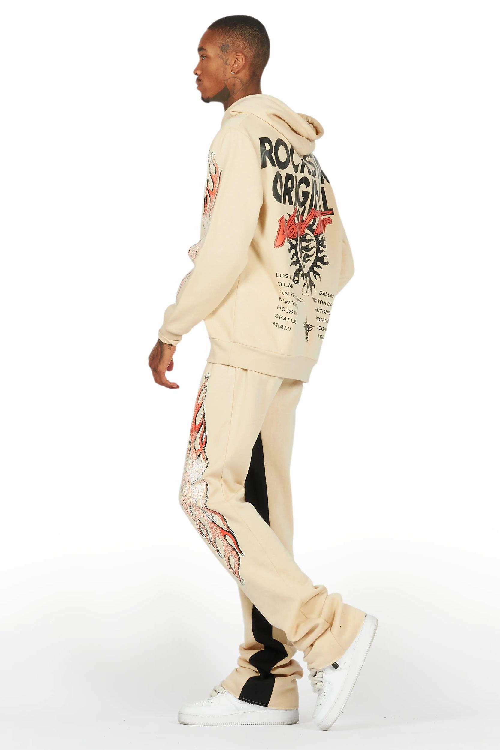 Yash Beige Hoodie Baggy Fit Pant Track Set Male Product Image