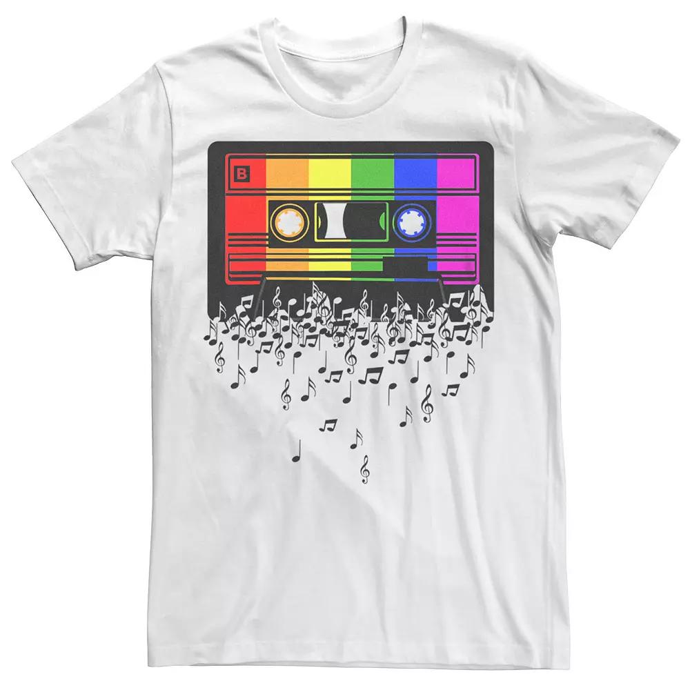 Men's Pride Rainbow Flag Music Note Cassette Graphic Tee,  Product Image