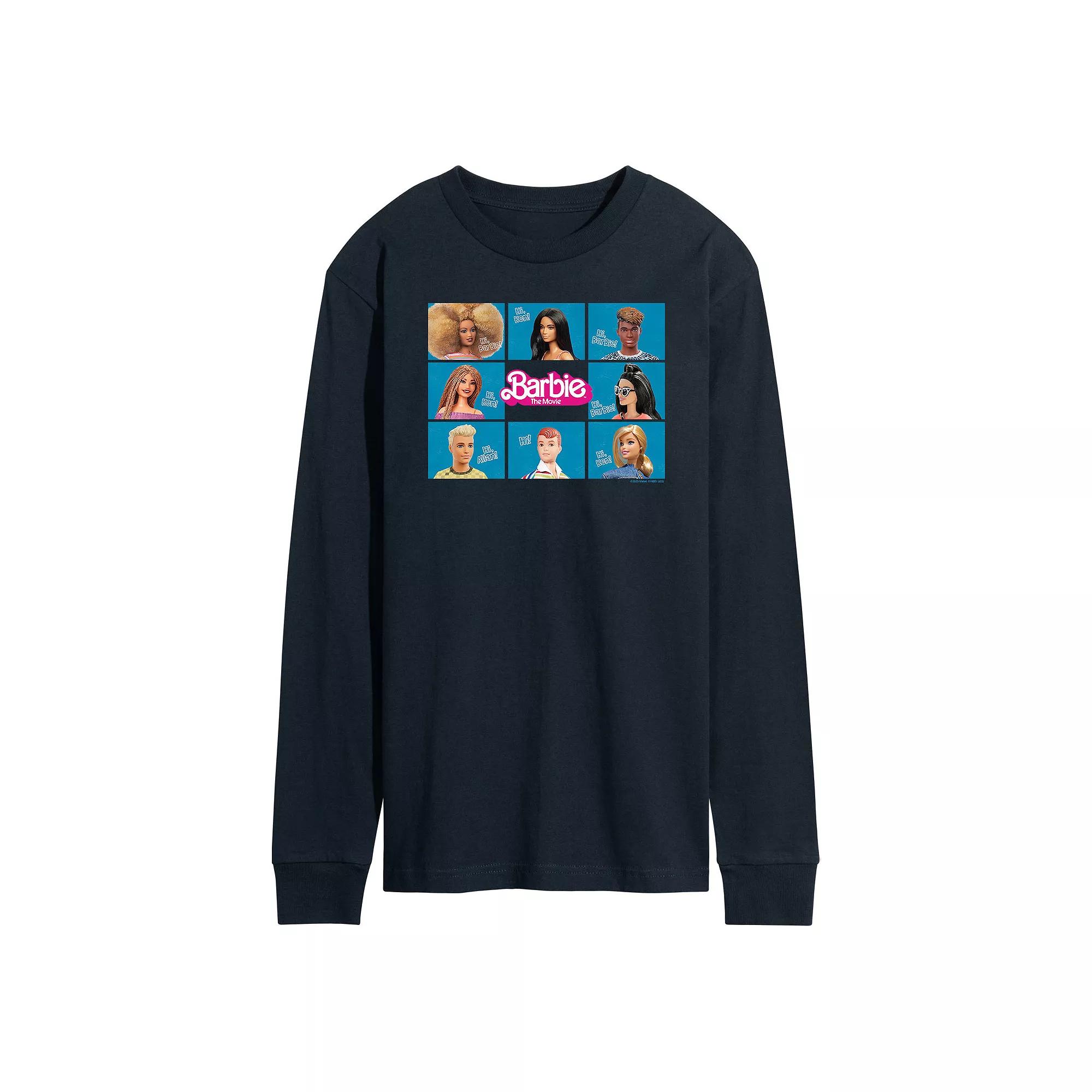 Men's Barbie Theatrical Grid Long Sleeve Graphic Tee,  Product Image