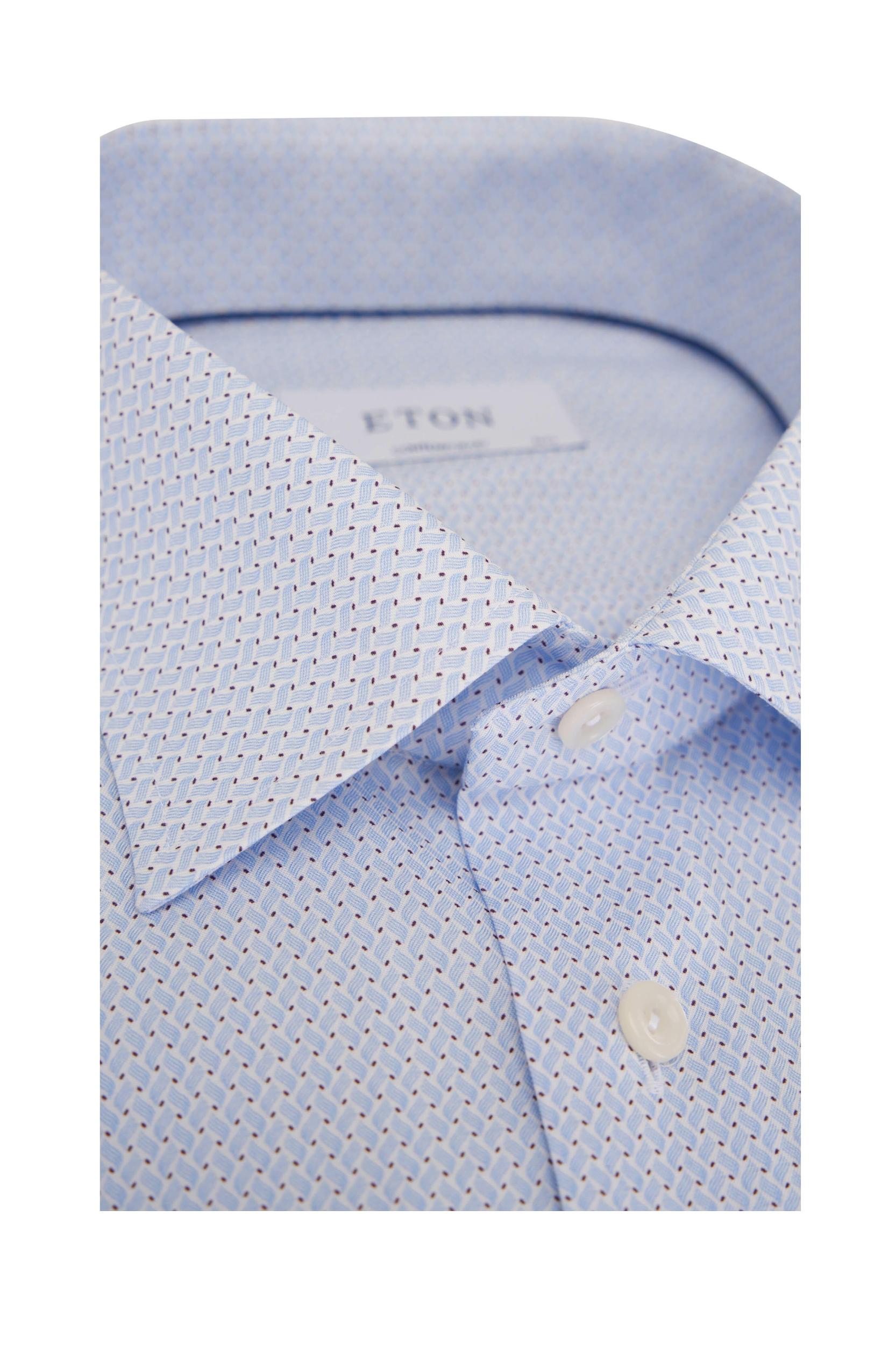 Eton Slim Fit Light Blue Dress Shirt with Geometric Print Product Image