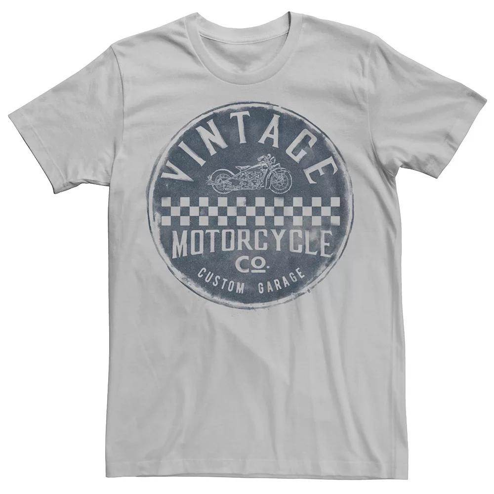 Men's Vintage Motorcycle Co. Custom Garage Bike Circle Distressed Graphic Tee, Size: Large, Silver Product Image