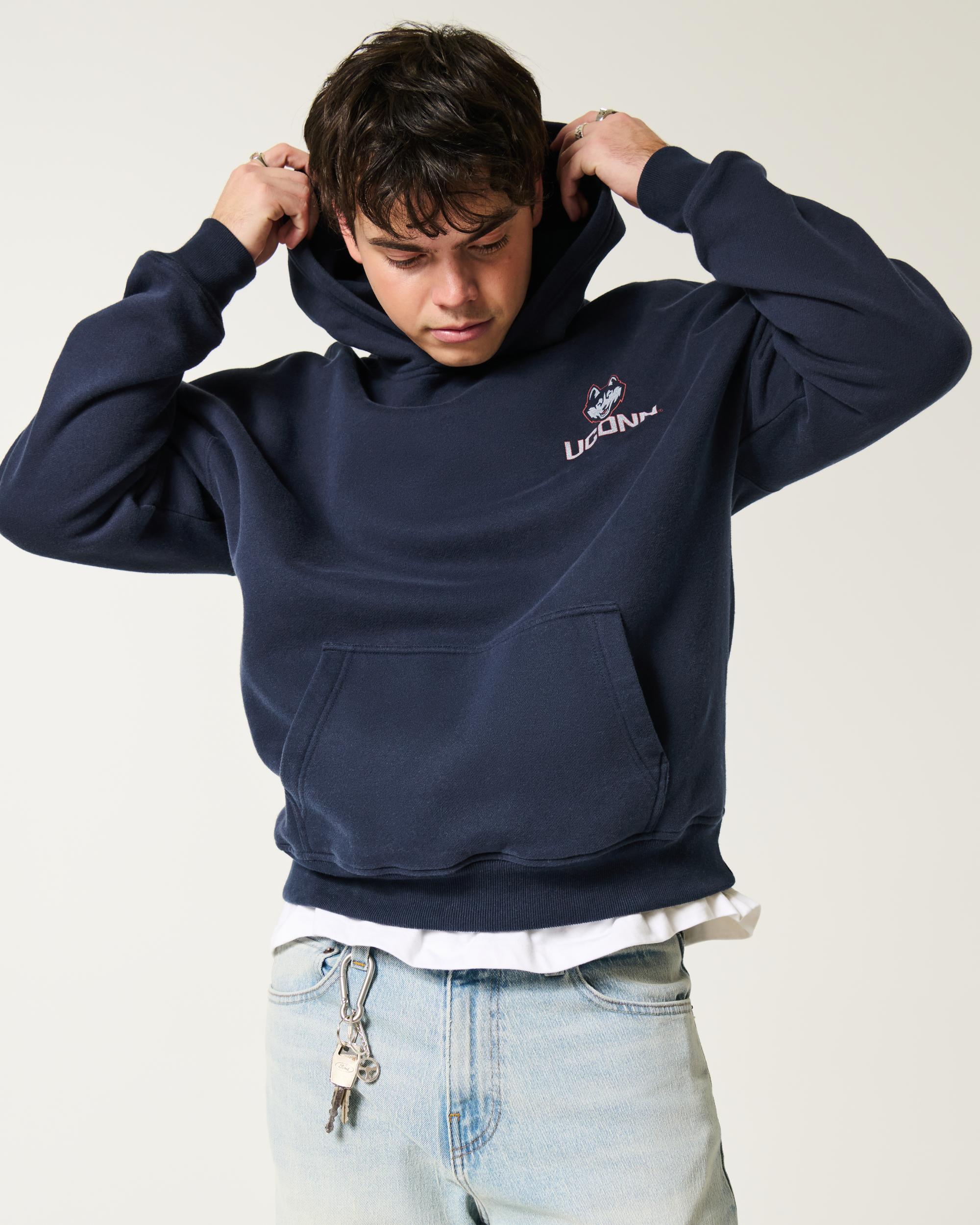 Boxy UConn Graphic Hoodie Product Image