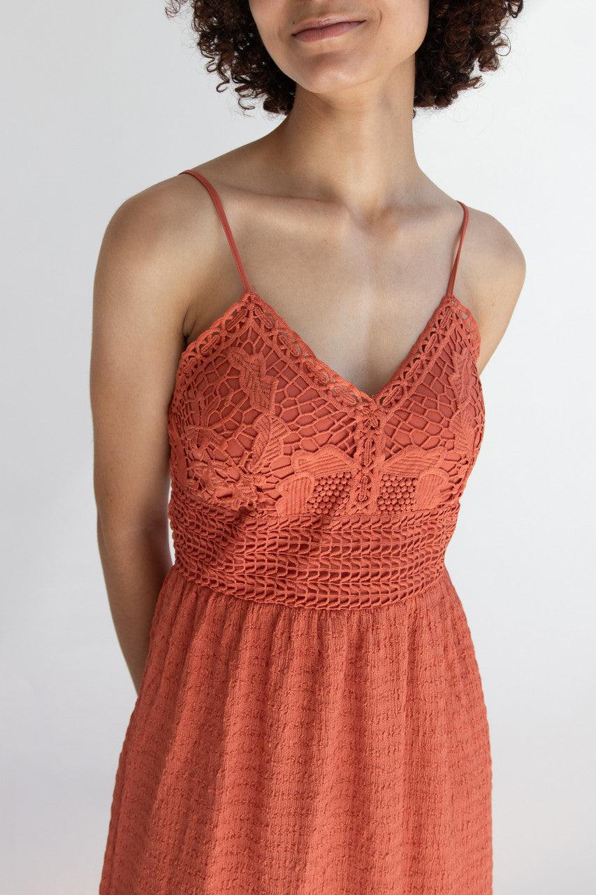 Floral Lace Top Gauze Maxi Dress Product Image