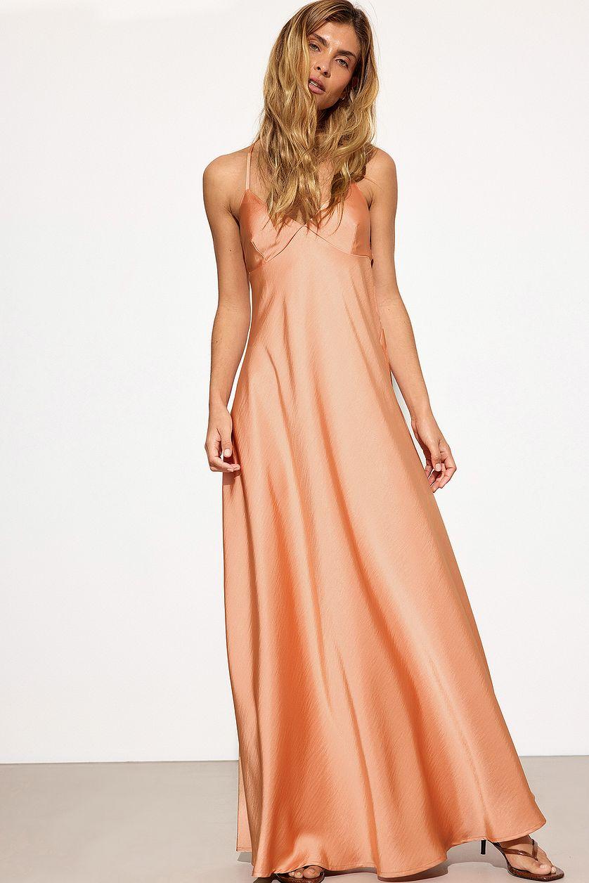 Satin Tie Back Volume Dress Product Image