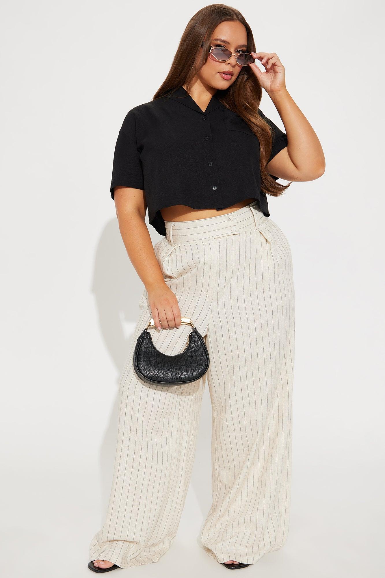 Lily Pinstripe Linen Pant - Cream/combo Product Image