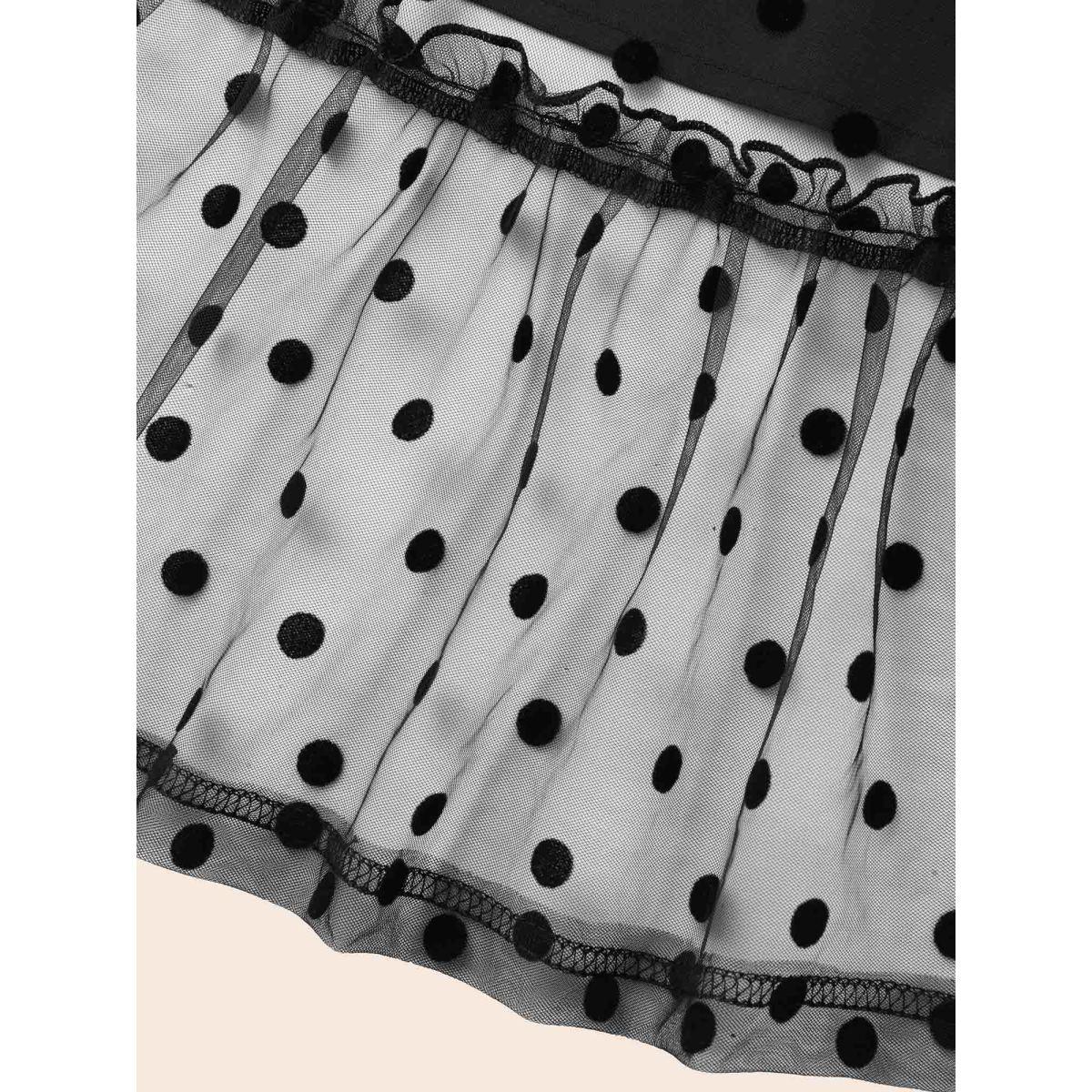 Plus Size Polka Dot Textured A-Line Midi Skirt Women Black Elegant See through No stretch Side seam pocket Everyday Skirts BloomChic 18-20/2X Product Image