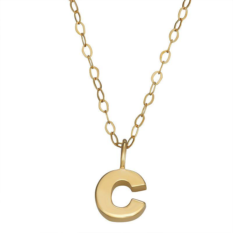 10K Gold Initial Pendant on 14K Gold Filled Chain, Womens Product Image