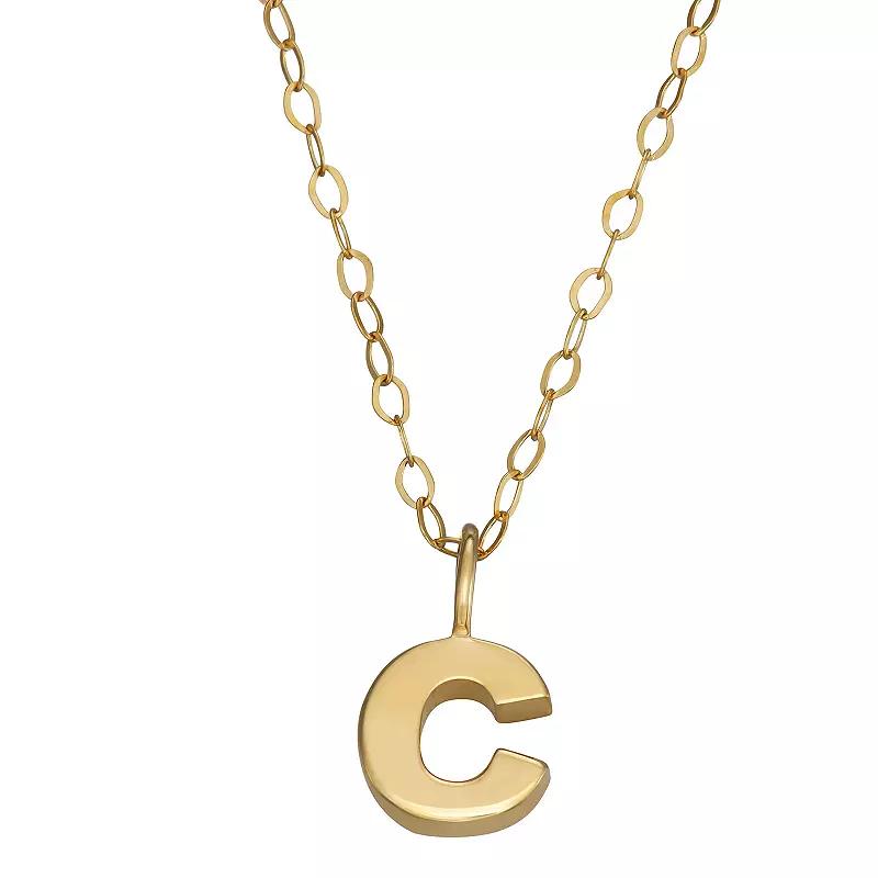10K Gold Initial Pendant on 14K Gold Filled Chain, Womens Product Image