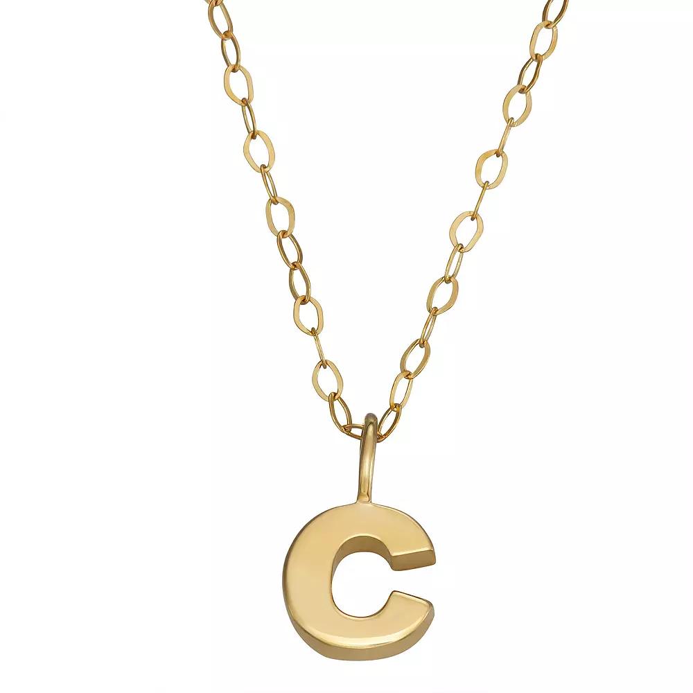 10K Gold Initial Pendant on 14K Gold Filled Chain, Womens Product Image
