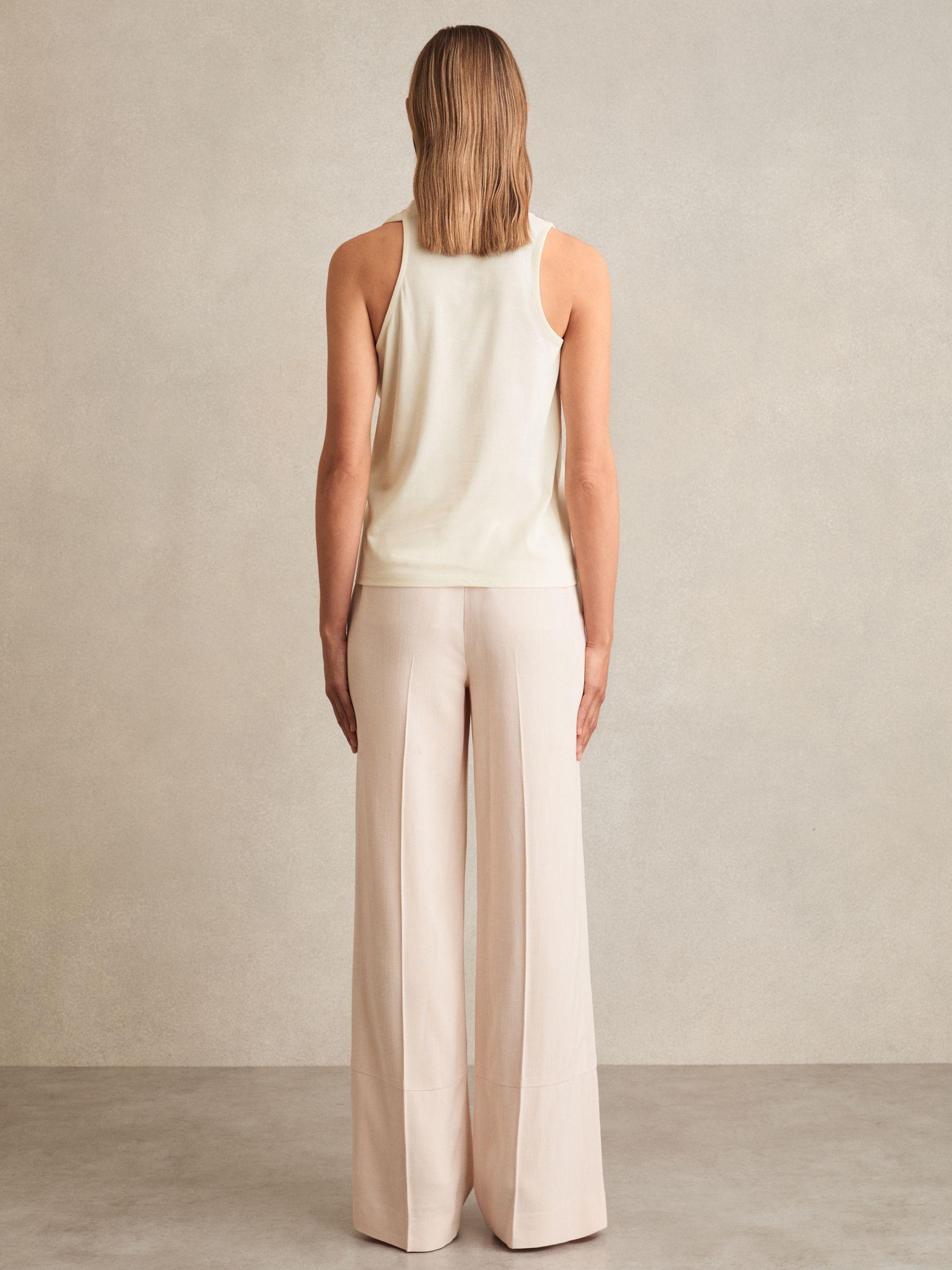 Cotton-Blend Cowl-Neck Sleeveless Top in Ivory Product Image