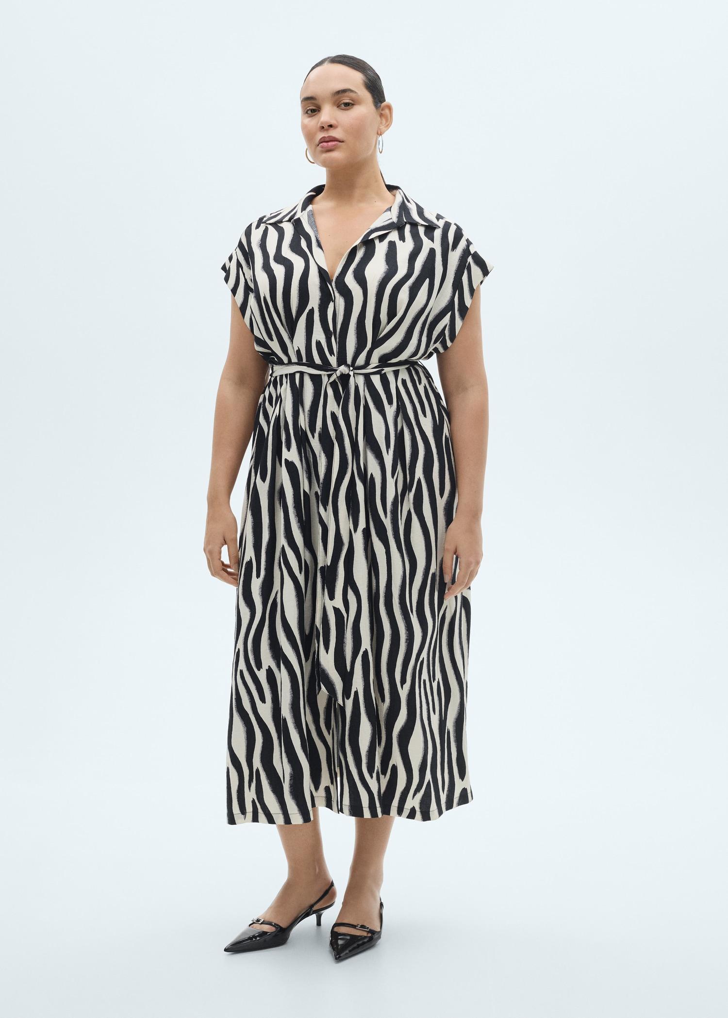 Zebra shirt dress - Women | MANGO USA Product Image