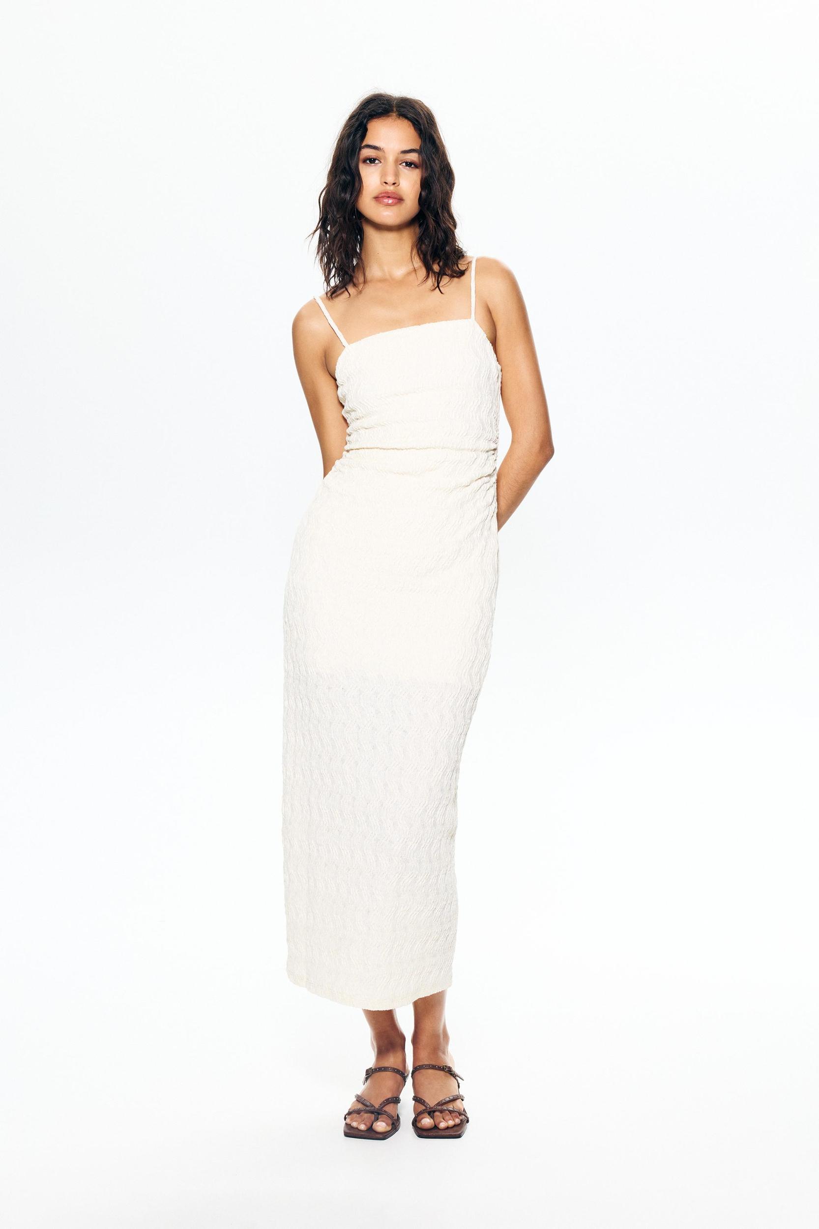 Strappy gathered midi dress Product Image
