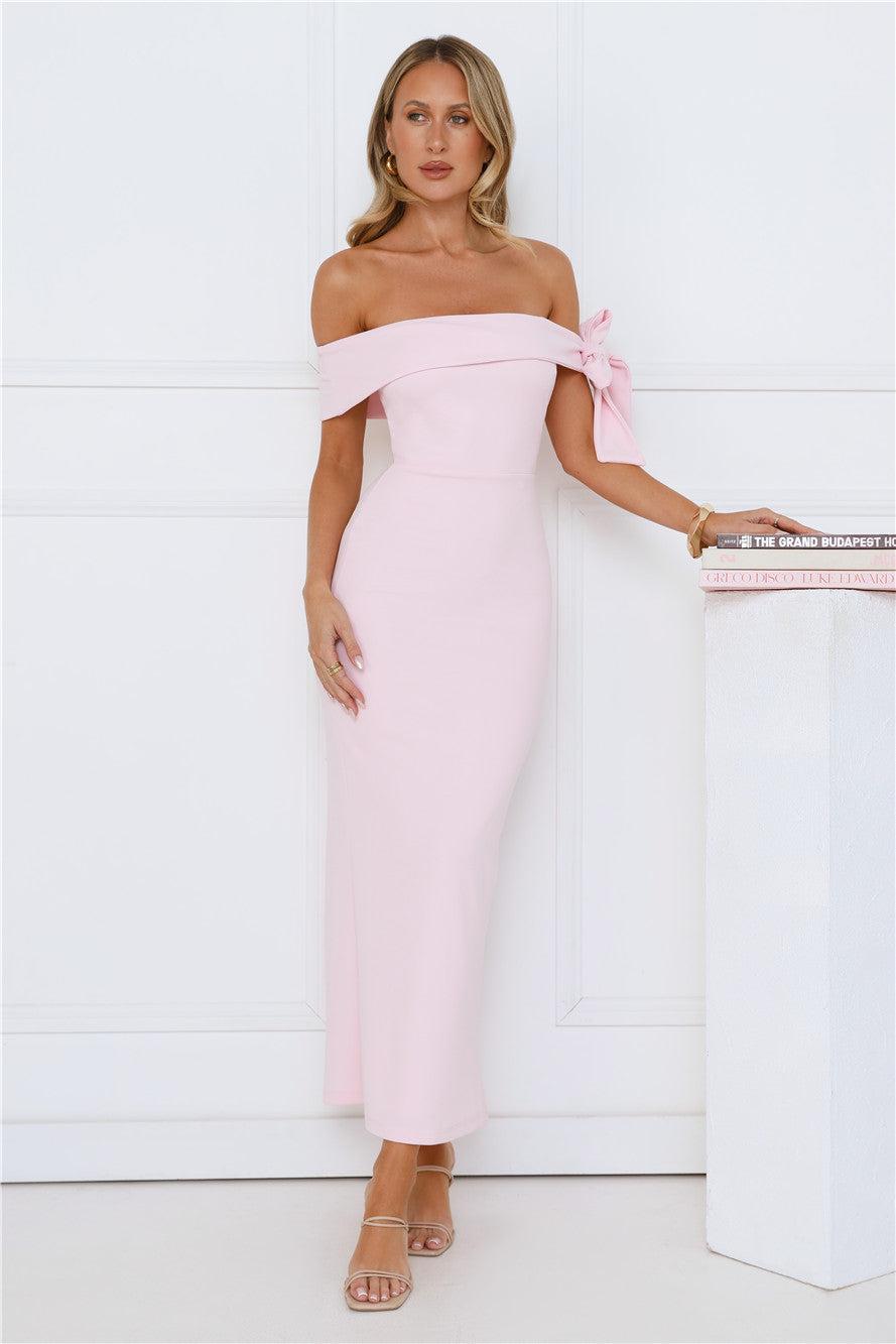 Candlelight Dream Off Shoulder Maxi Dress Pink Product Image