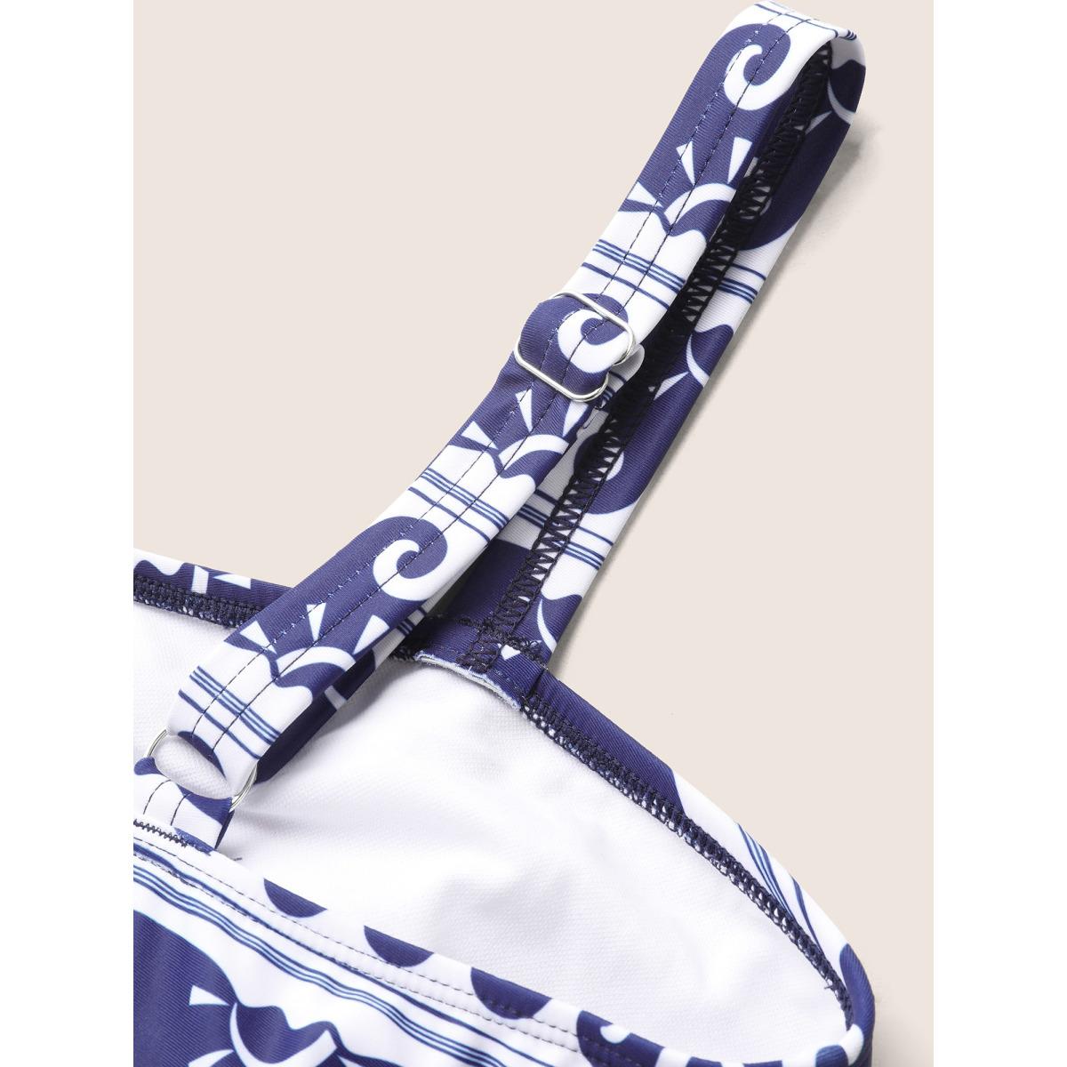 Plus Size Marine Elements U Neck Gathered One Piece Swimsuit Women's Swimwear Indigo Beach Gathered Curve Bathing Suits High stretch One Pieces BloomChic 10/M Product Image