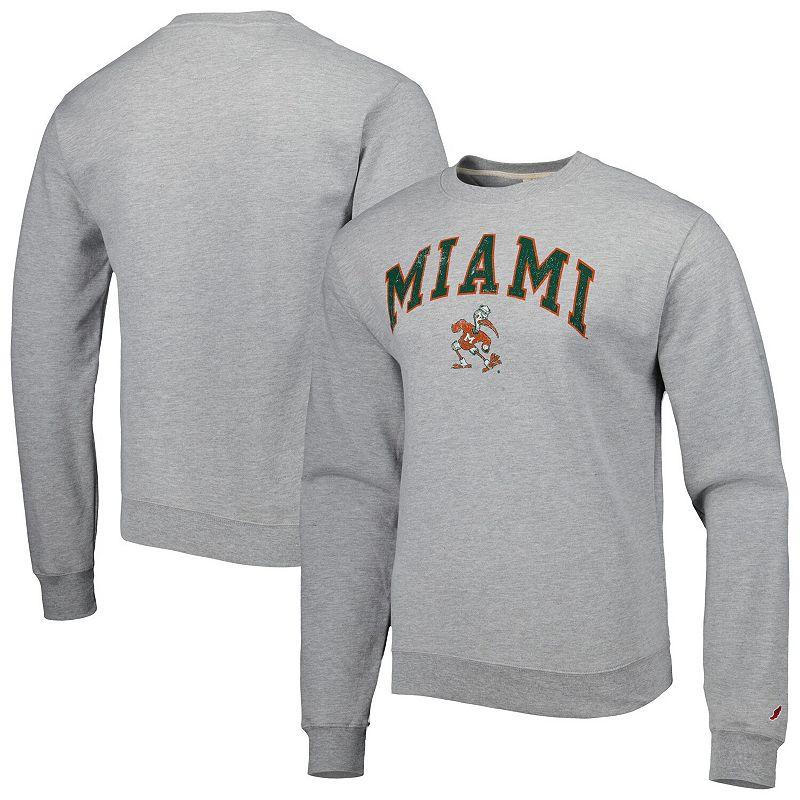 Men's League Collegiate Wear Gray Miami Hurricanes 1965 Arch Essential Lightweight Pullover Sweatshirt, Size: 2XL, Grey Product Image