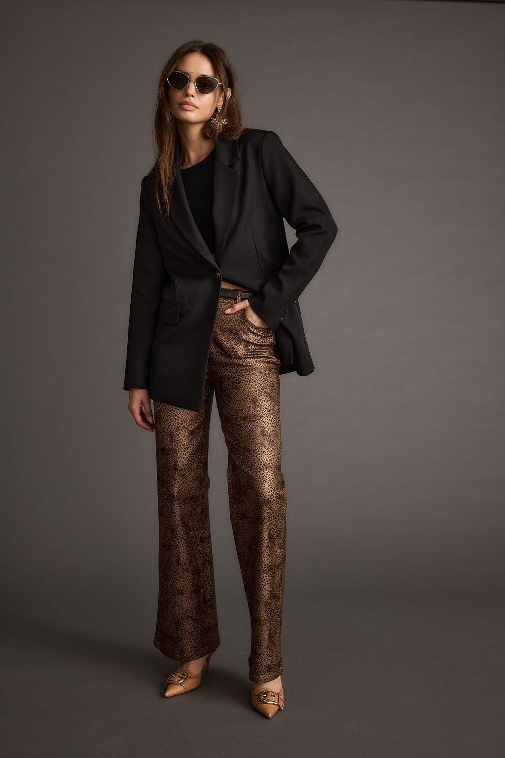 After Hours Coated Leopard Pants Product Image