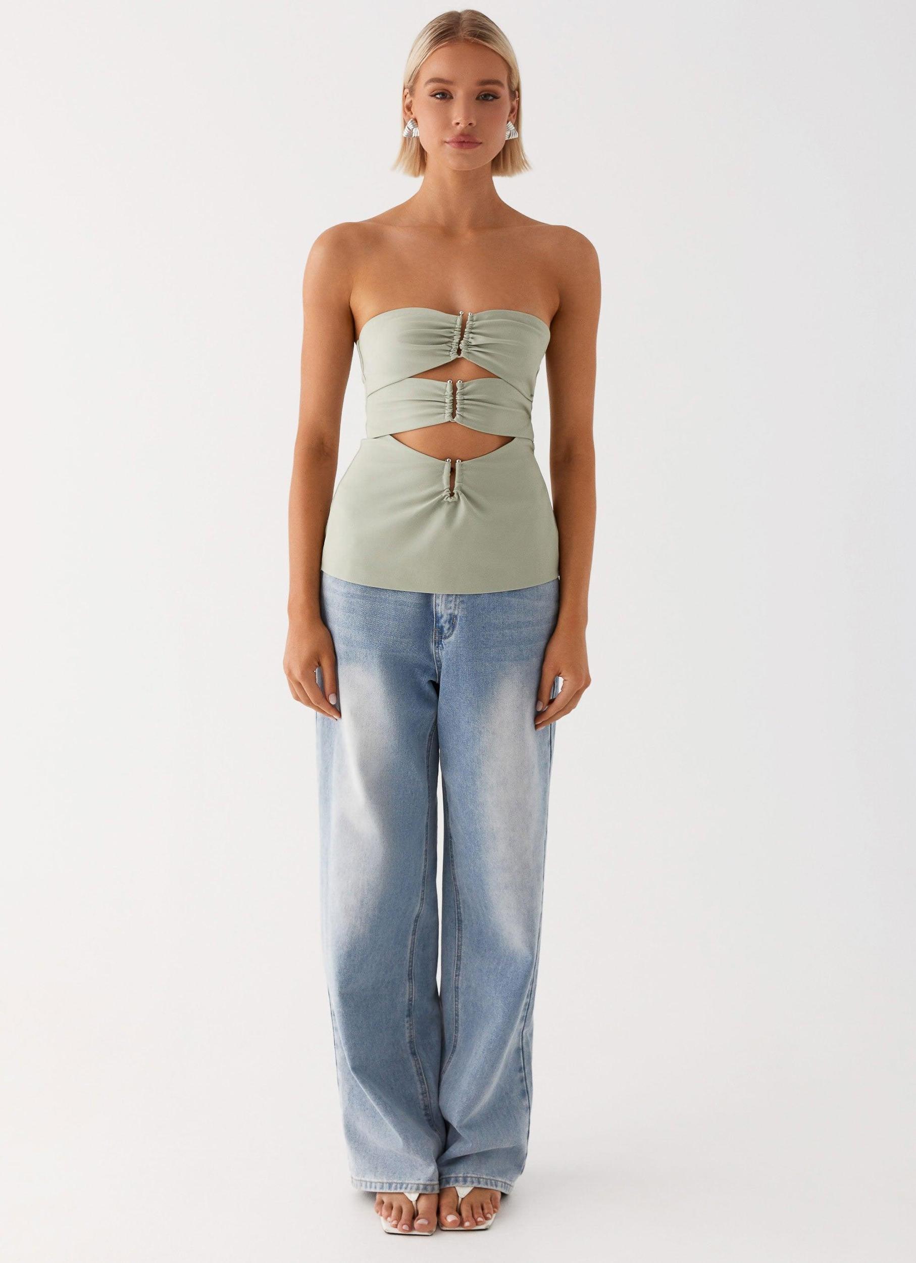Micha Strapless Top - Khaki Product Image