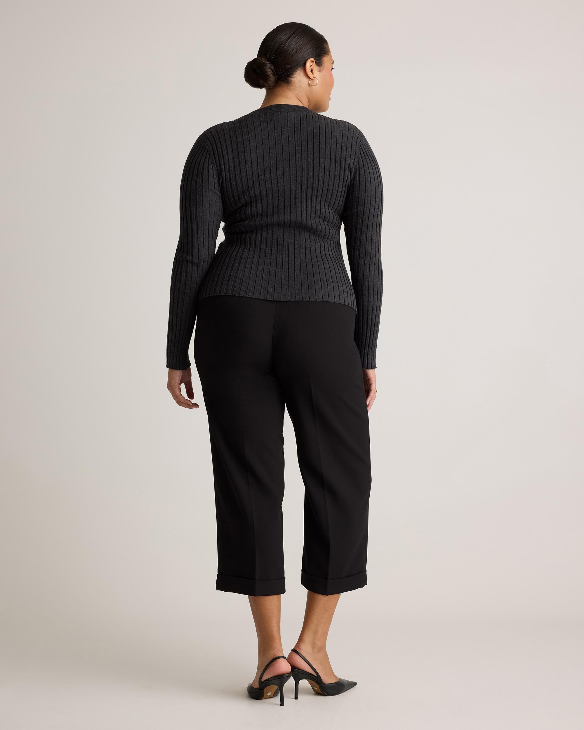 Quince | Women's Cotton Cashmere Ribbed Long Sleeve Sweater Product Image