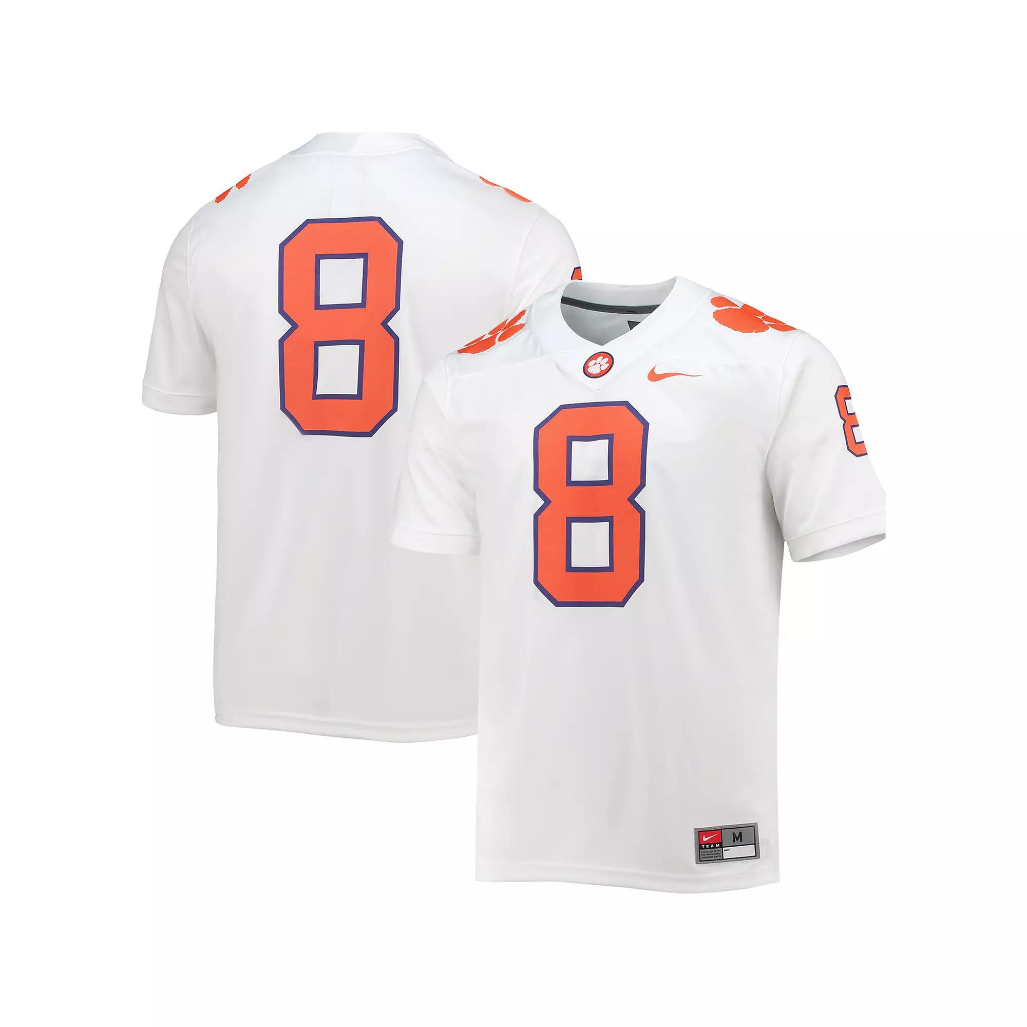 Men's Nike #8 White Clemson Tigers Game Jersey, Size: 2XL Product Image