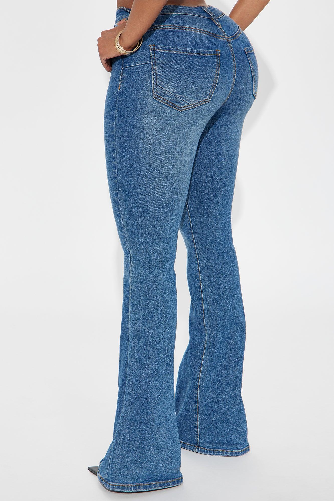 Vibe Check Curvy Stretch Flare Jeans  - Medium Wash Female Product Image