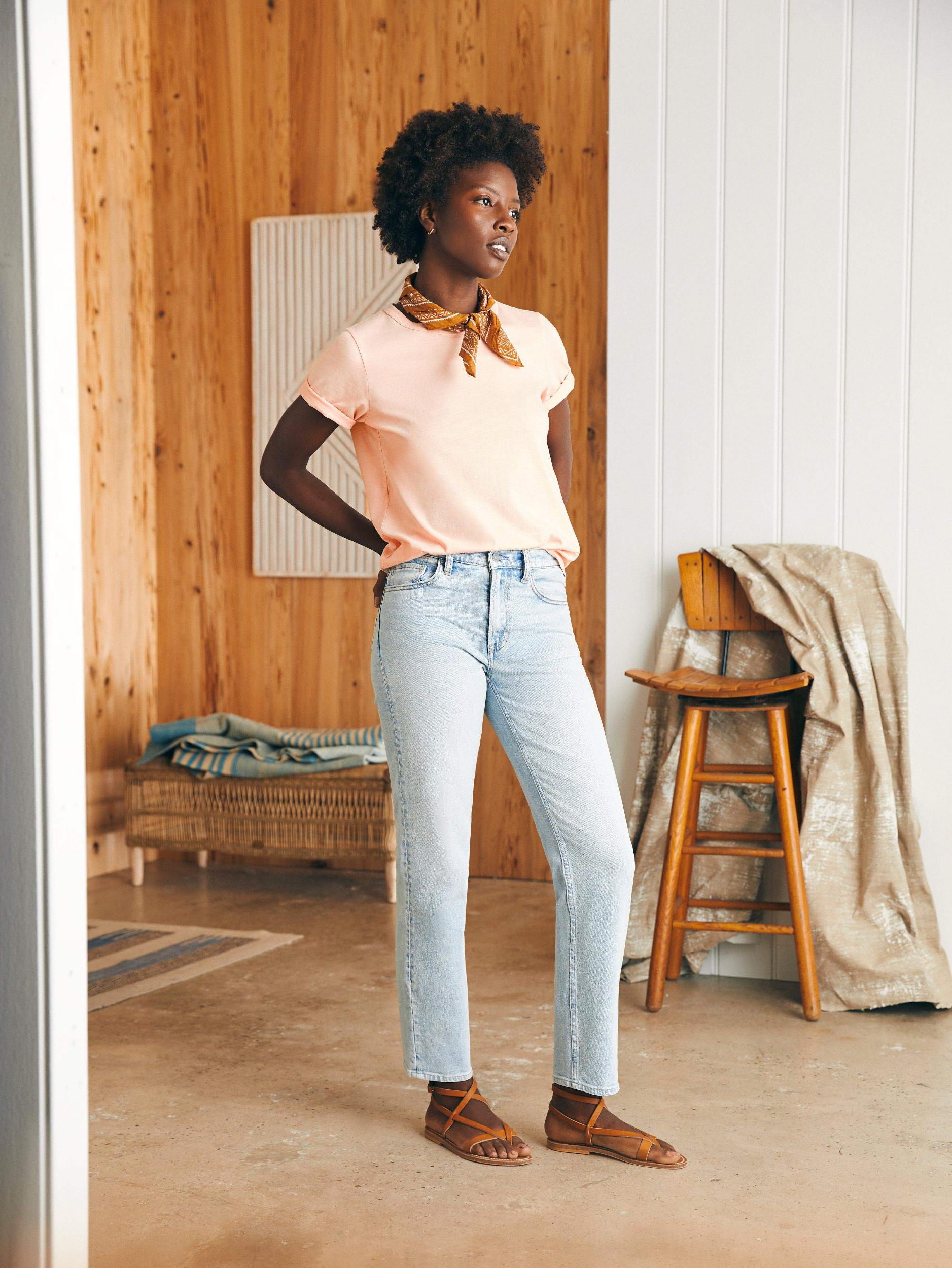 Sunwashed Crew Tee - Peach Whip Female Product Image