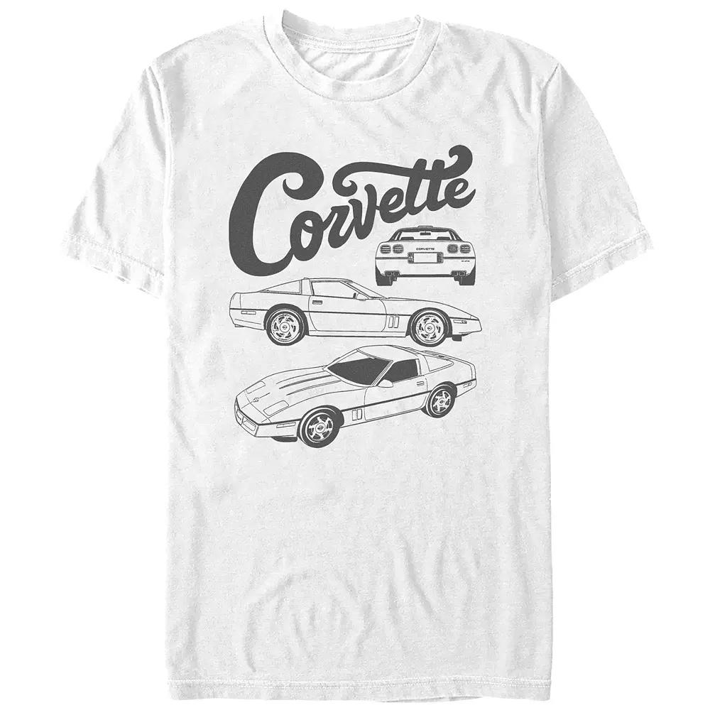Men's Corvette Poster Graphic Tee, Size: XS, White Product Image