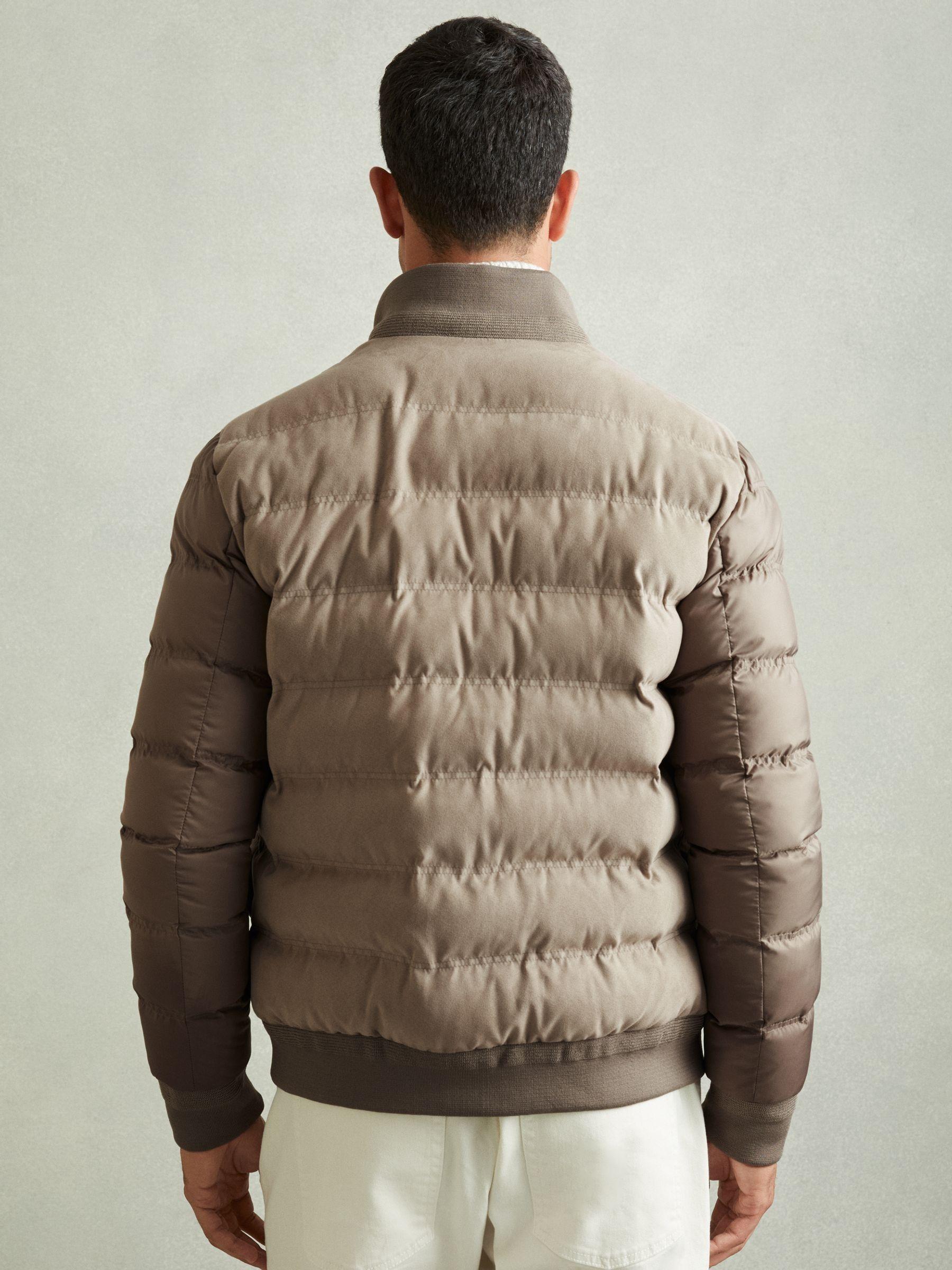 Patch-Pocket Quilted-Alcantara Jacket in Stone Product Image