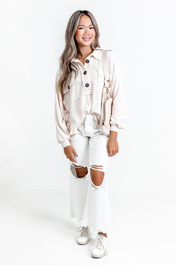 Coastal Comforts Oversized Top in Cream Product Image