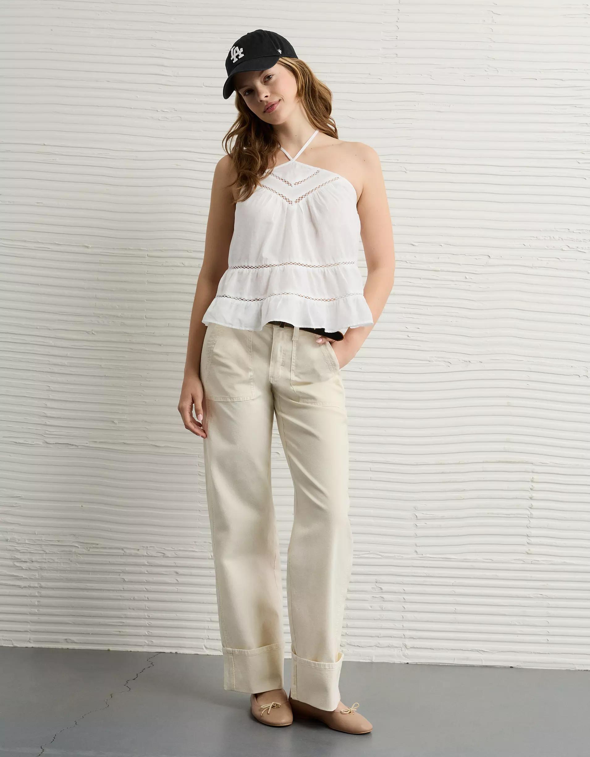 AE Y-Neck Lacy Halter Top Product Image