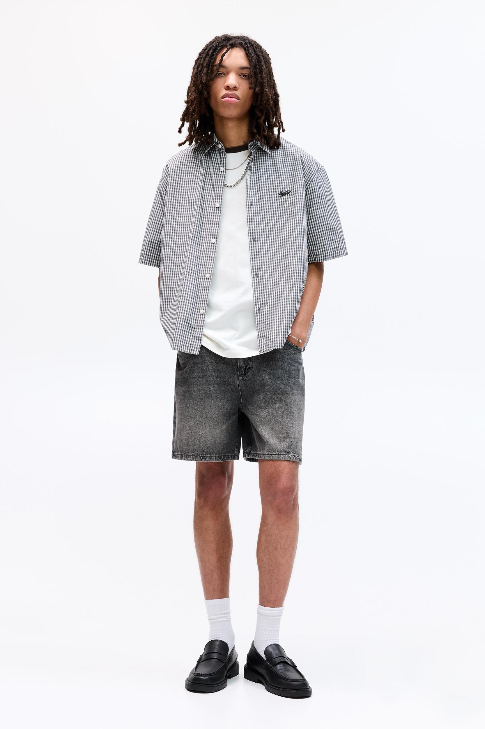 Denim short fit Bermuda shorts Product Image