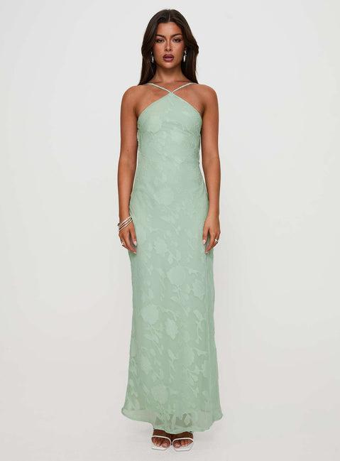 Zoelle Halter Maxi Dress Sage Product Image