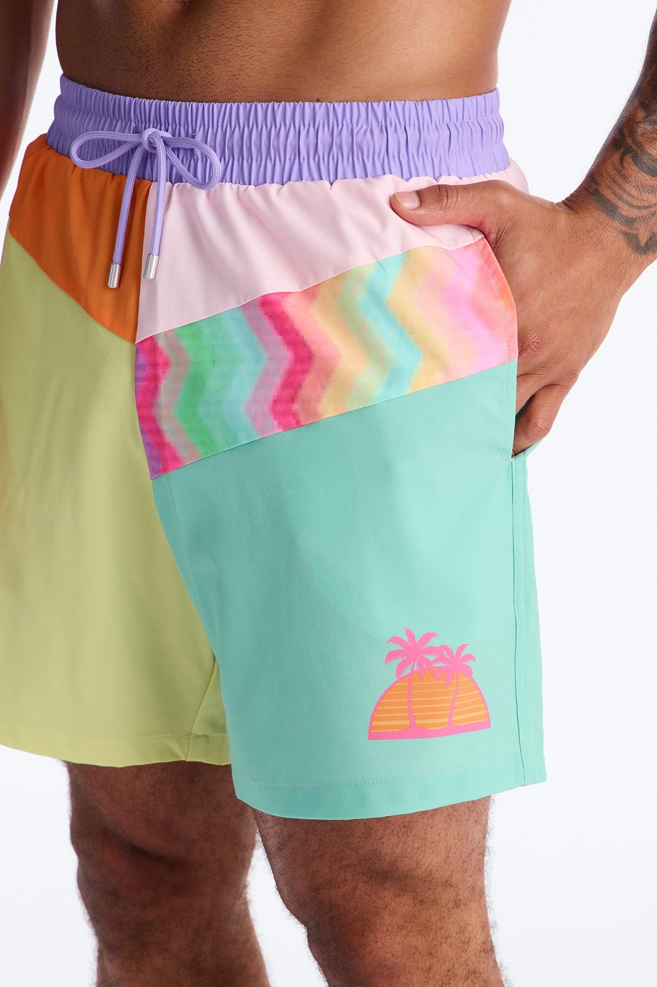 Spring Break Paneled Swim Trunk 7″ - Multi Color Male Product Image