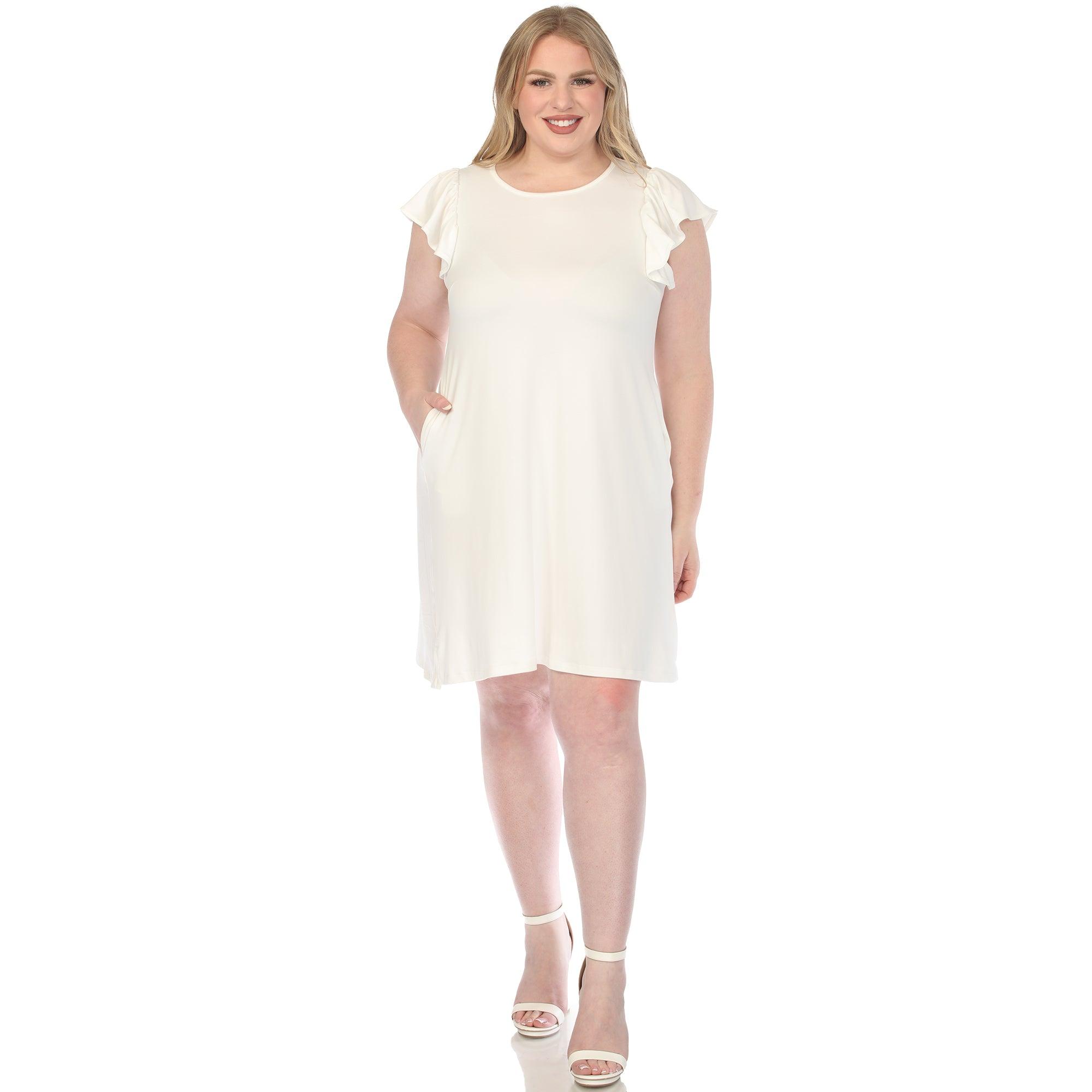 Women's  Crew Neck Ruffle Sleeve Dress Product Image