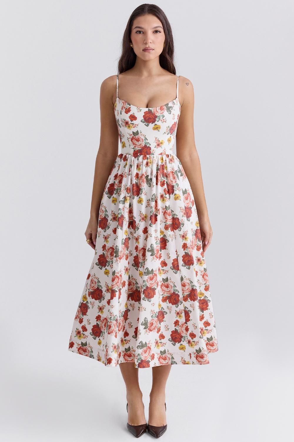 Lolita  italian rose print cotton corset sundress Product Image