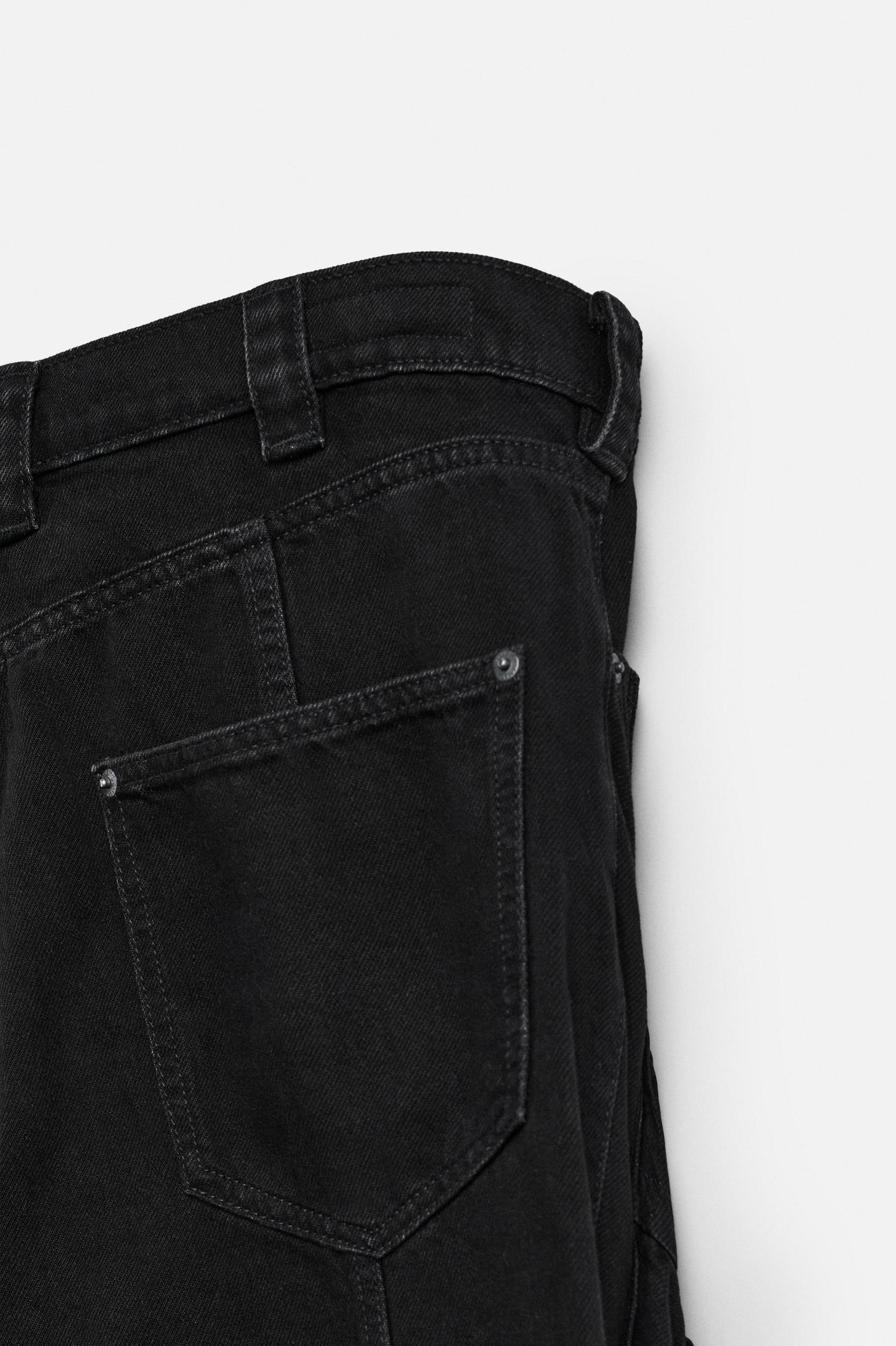 DENIM CARGO PANTS WITH POCKETS Product Image