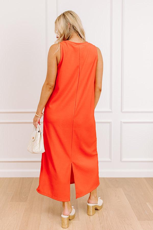 Santa Monica Chic Ribbed Midi Dress in Coral Product Image