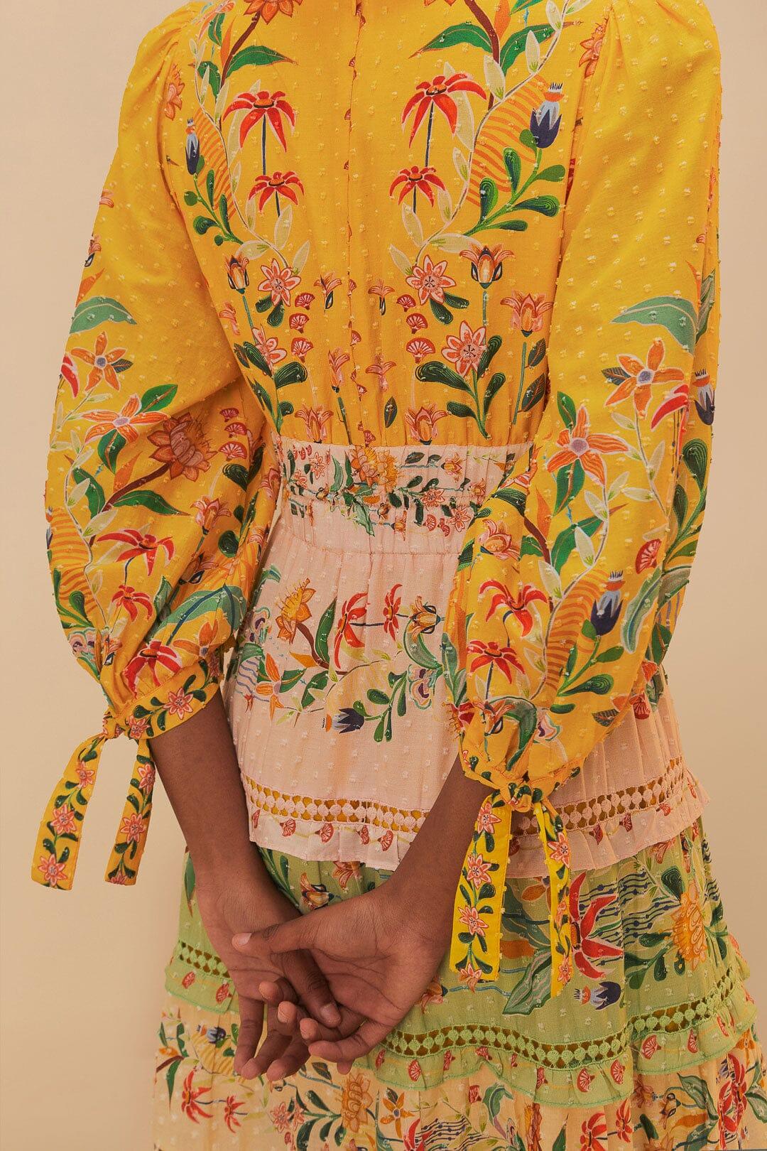 Mixed Delicate Flowers Long Sleeve Maxi Dress Product Image