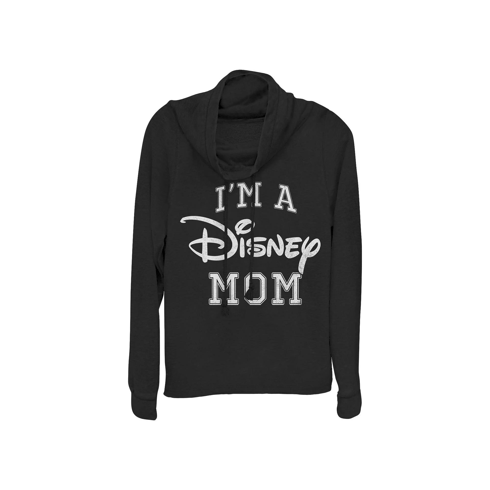 Disney's I'm A Disney Mom Varsity Style Women's Cowlneck Graphic Lightweight Long Sleeve,  Product Image