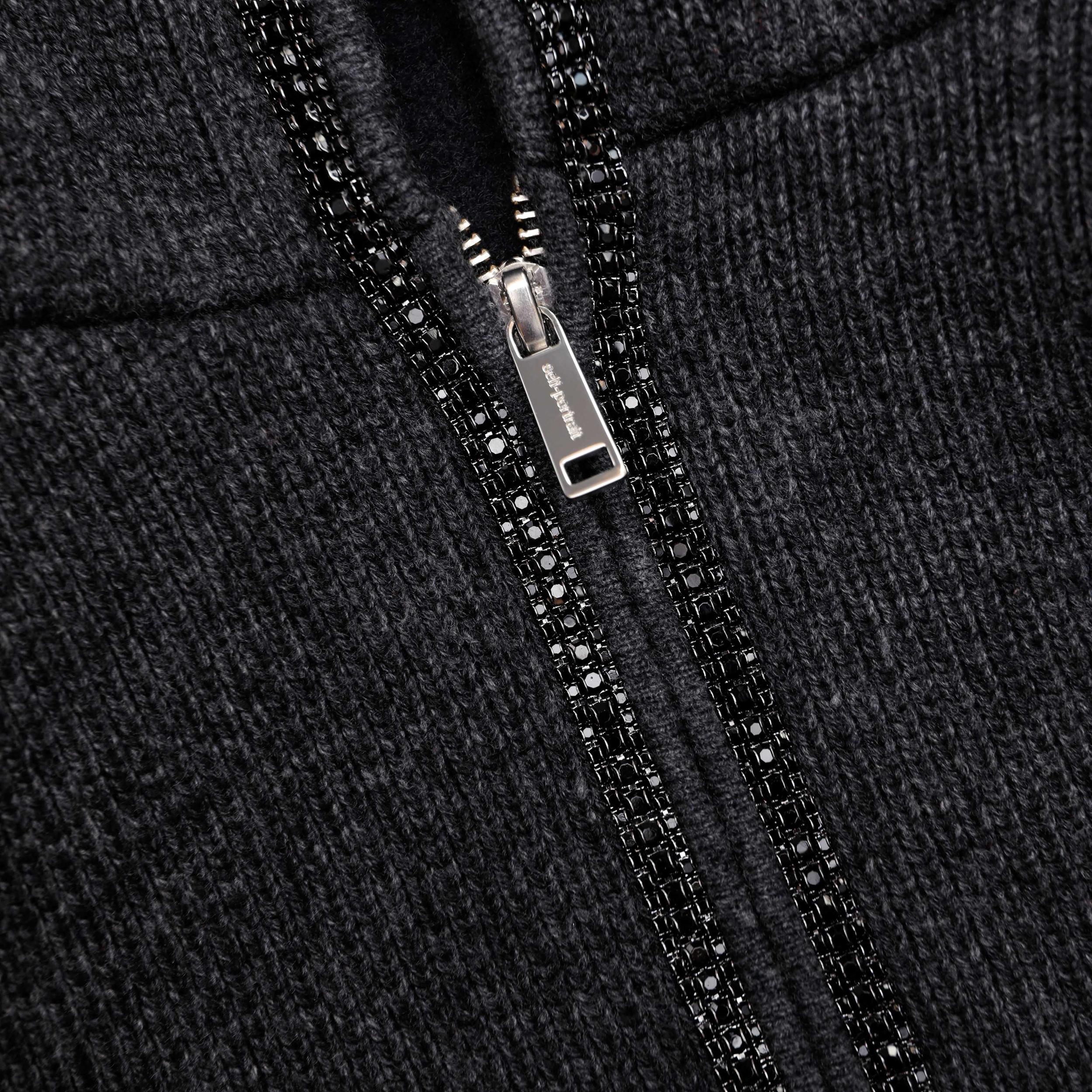 Grey Knit Cropped Hoodie Product Image