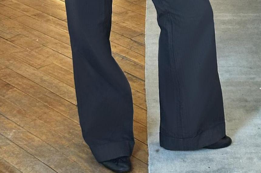 Low Waist Plain Straight-Fit Boot-Cut Pants Product Image