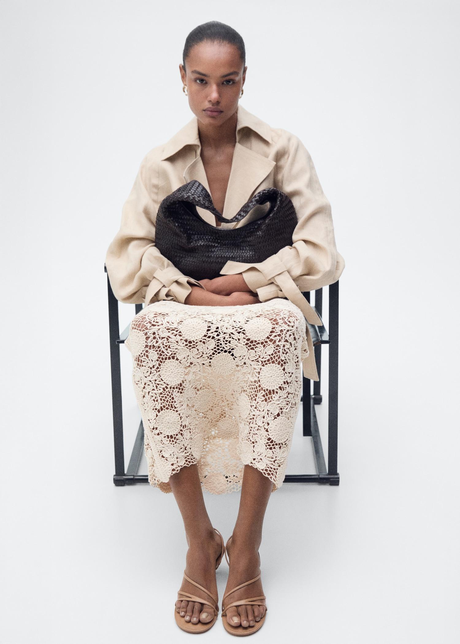 Long crochet floral skirt - Women | MANGO USA Product Image