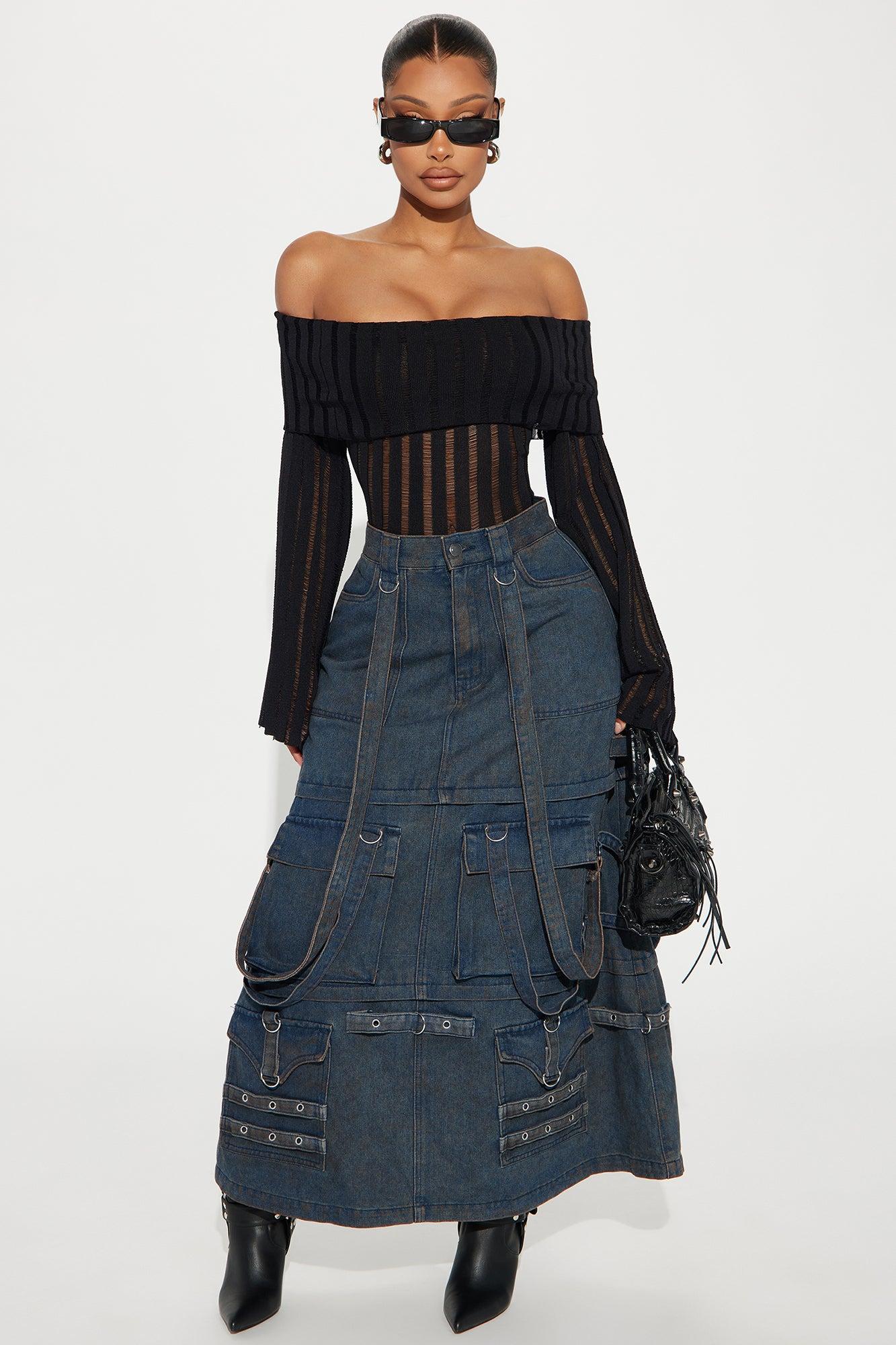 Take Your Time Off Shoulder Sweater - Black Product Image