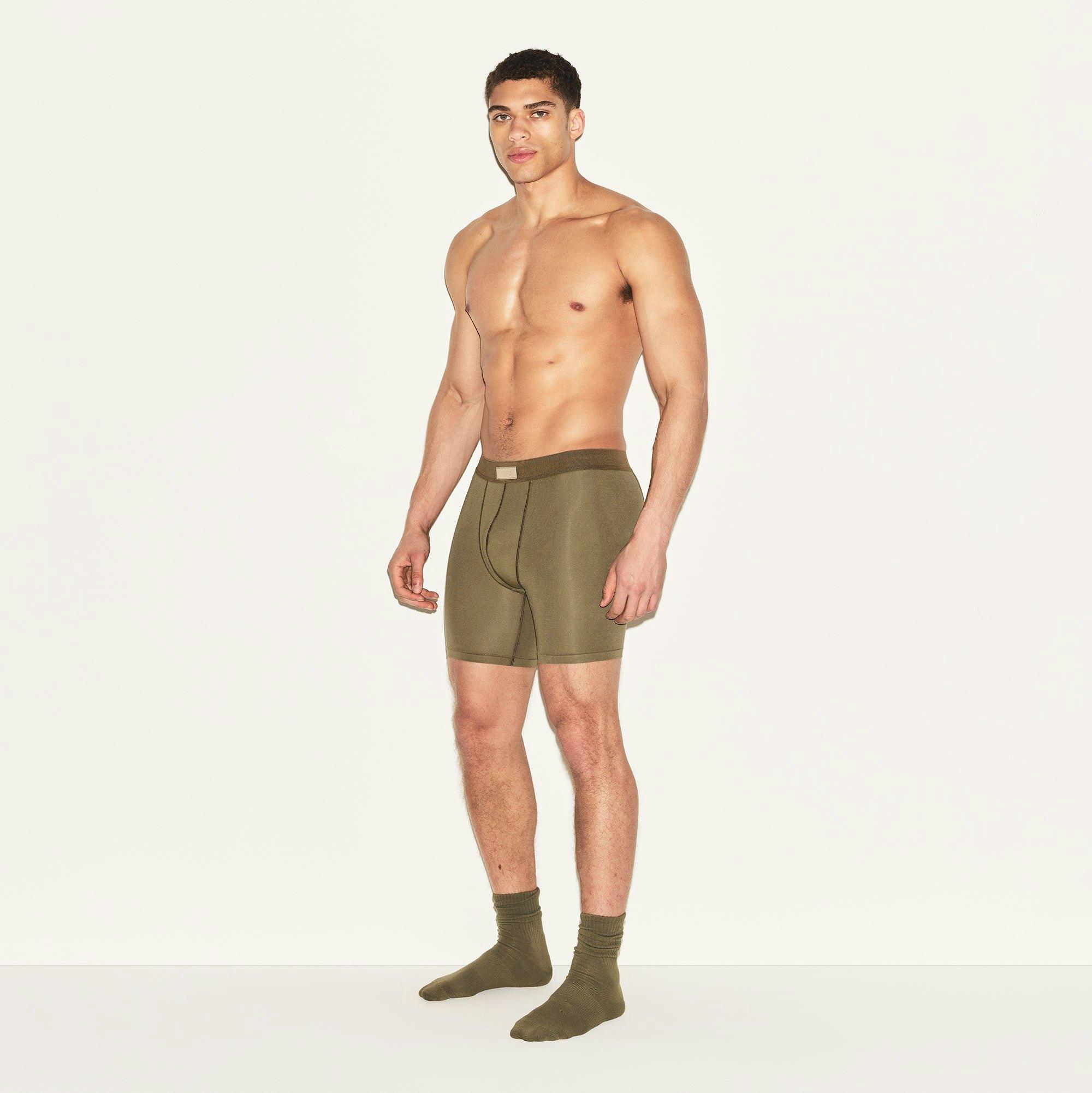 SKIMS COTTON MENS 5" BOXER BRIEF | ARMY Product Image