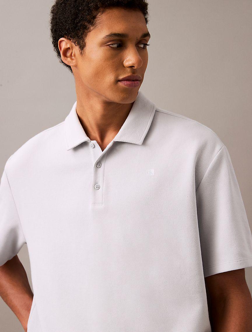 Textured Flat Rib Relaxed Polo Shirt Product Image