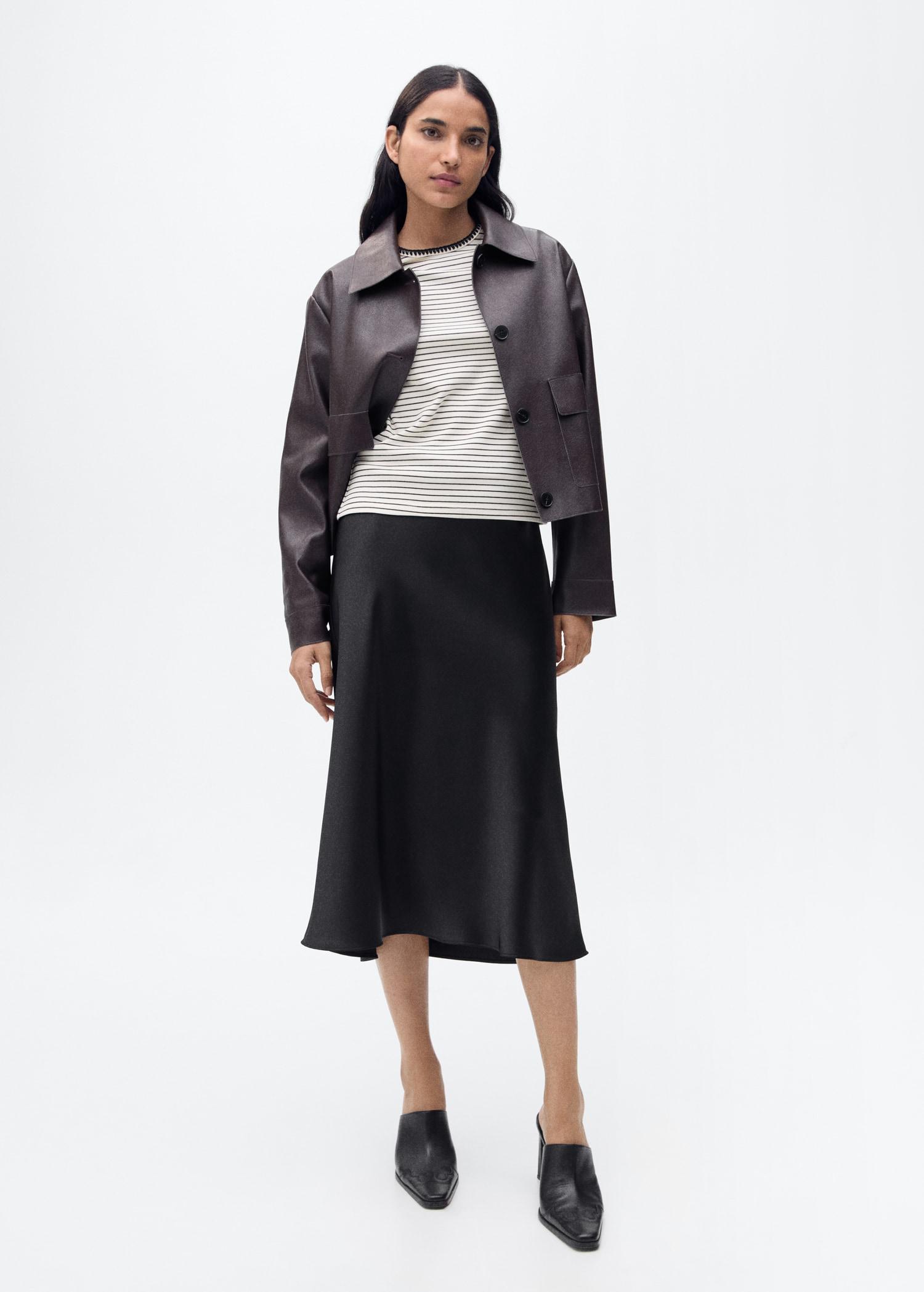 Cotton t-shirt with contrasting trim - Women | MANGO USA Product Image