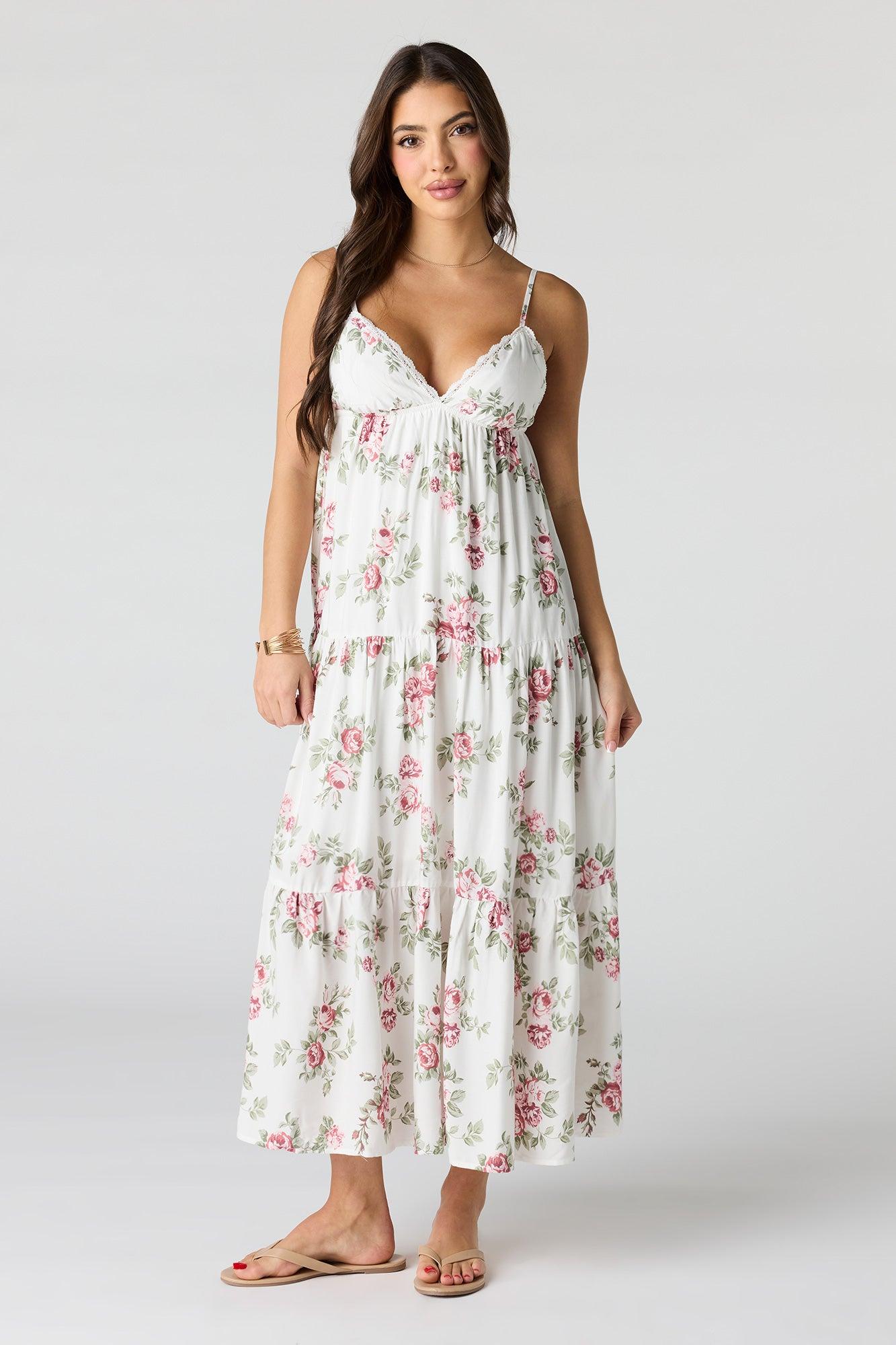 Floral Babydoll Maxi Dress Female Product Image