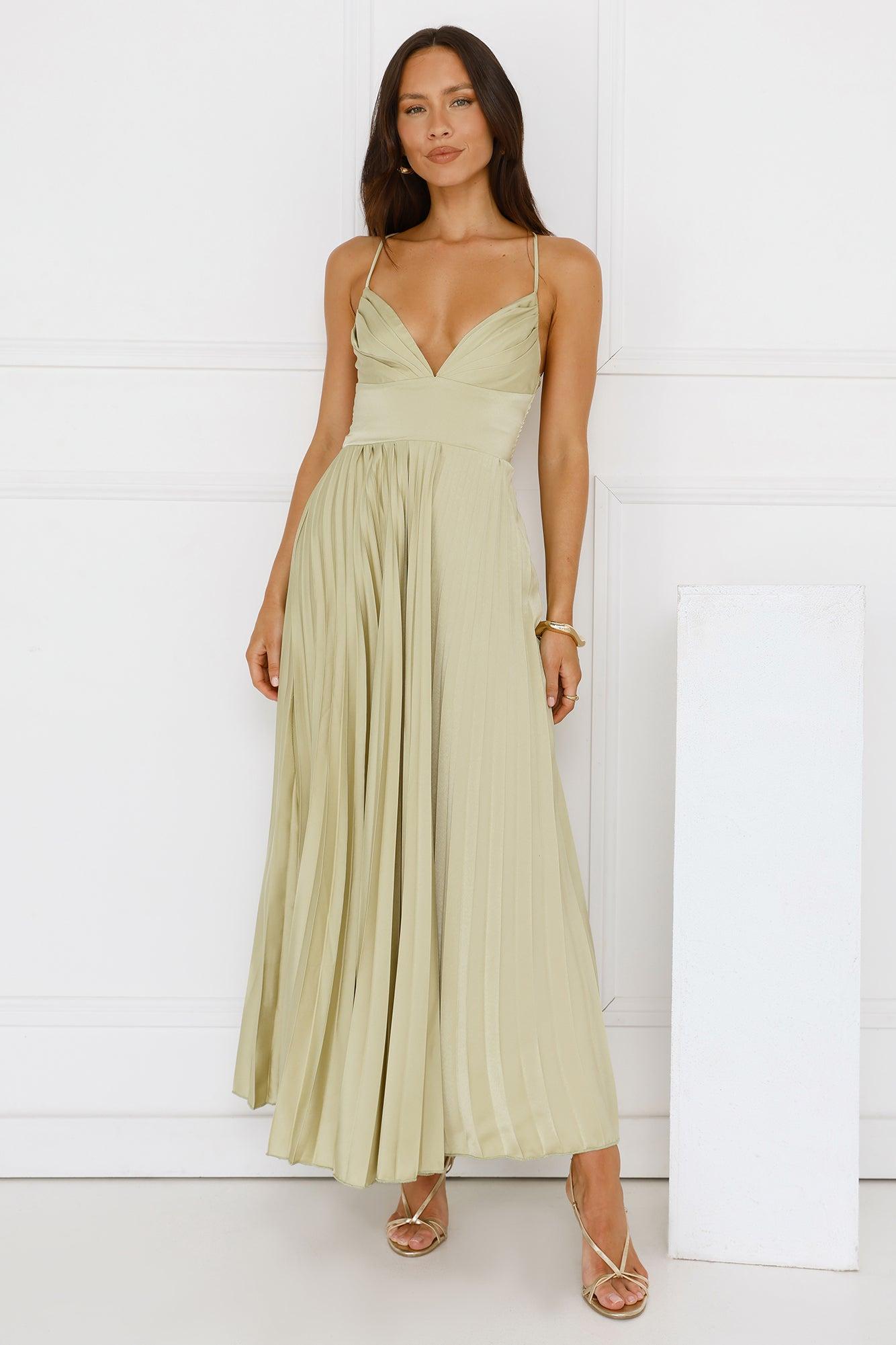 Exclusive Invite Satin Maxi Dress Lime Product Image