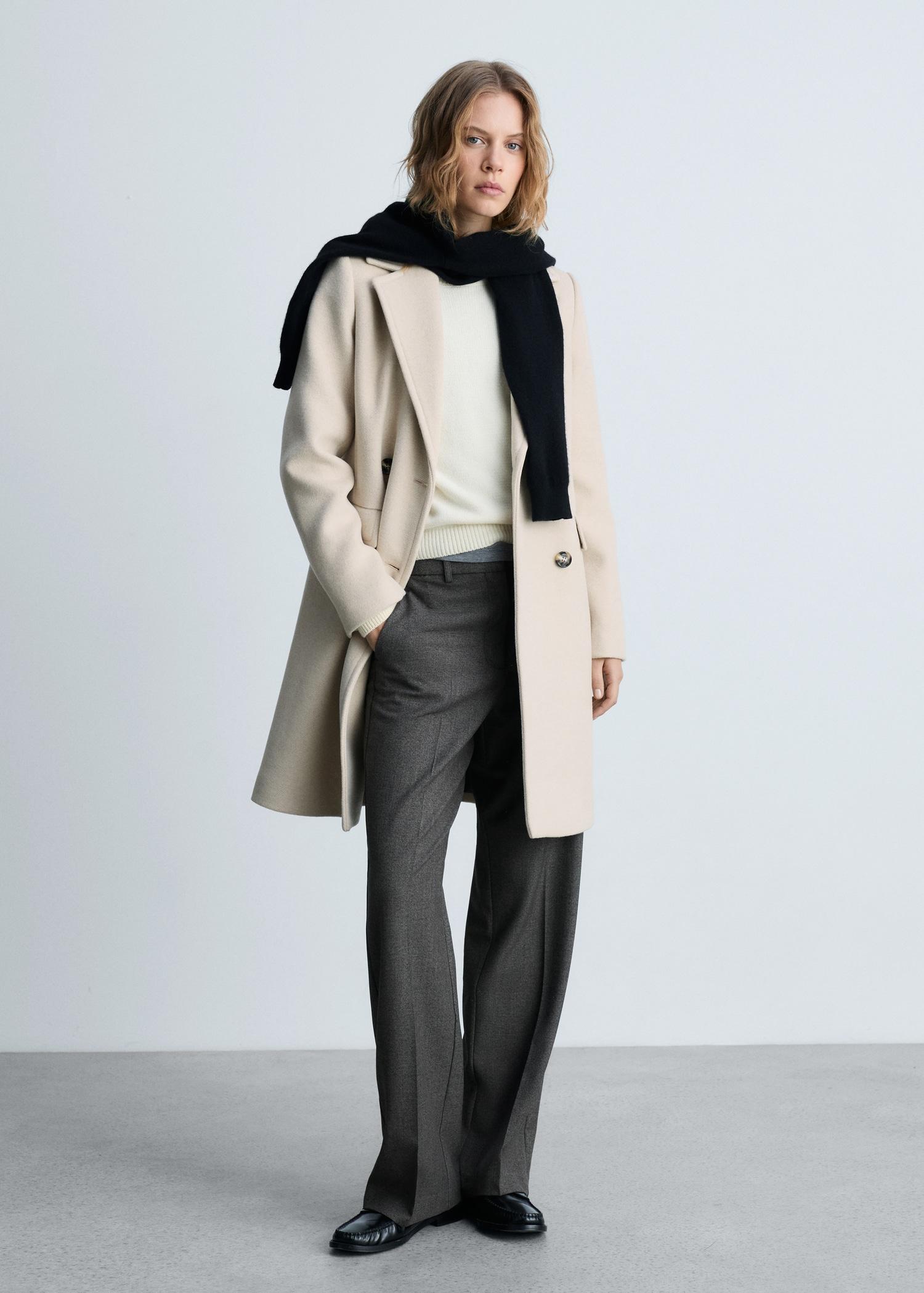 Double-breasted wool coat - Women | MANGO USA Product Image