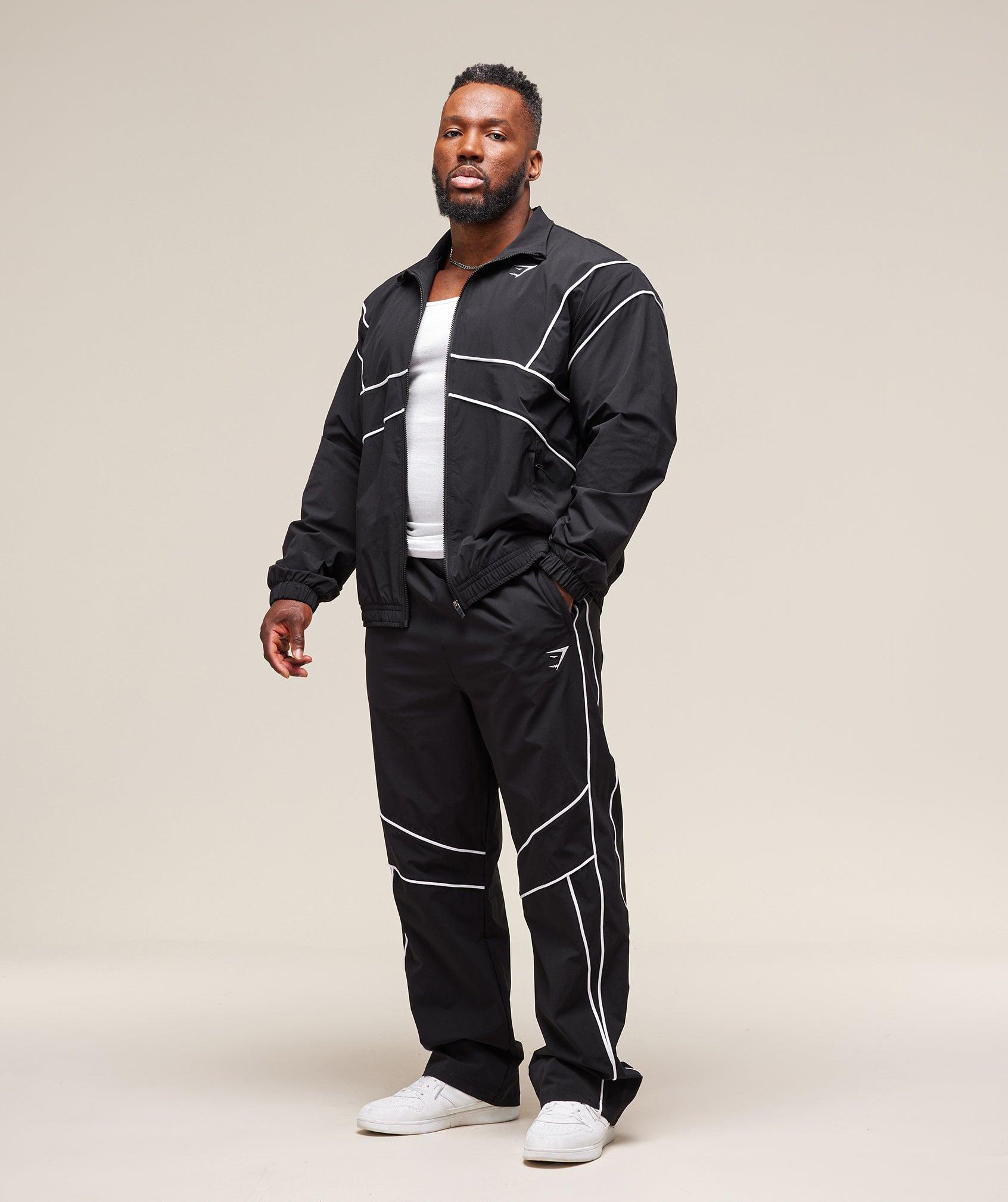 Gymshark Retro Crinkle Track Jacket - Black Male Product Image